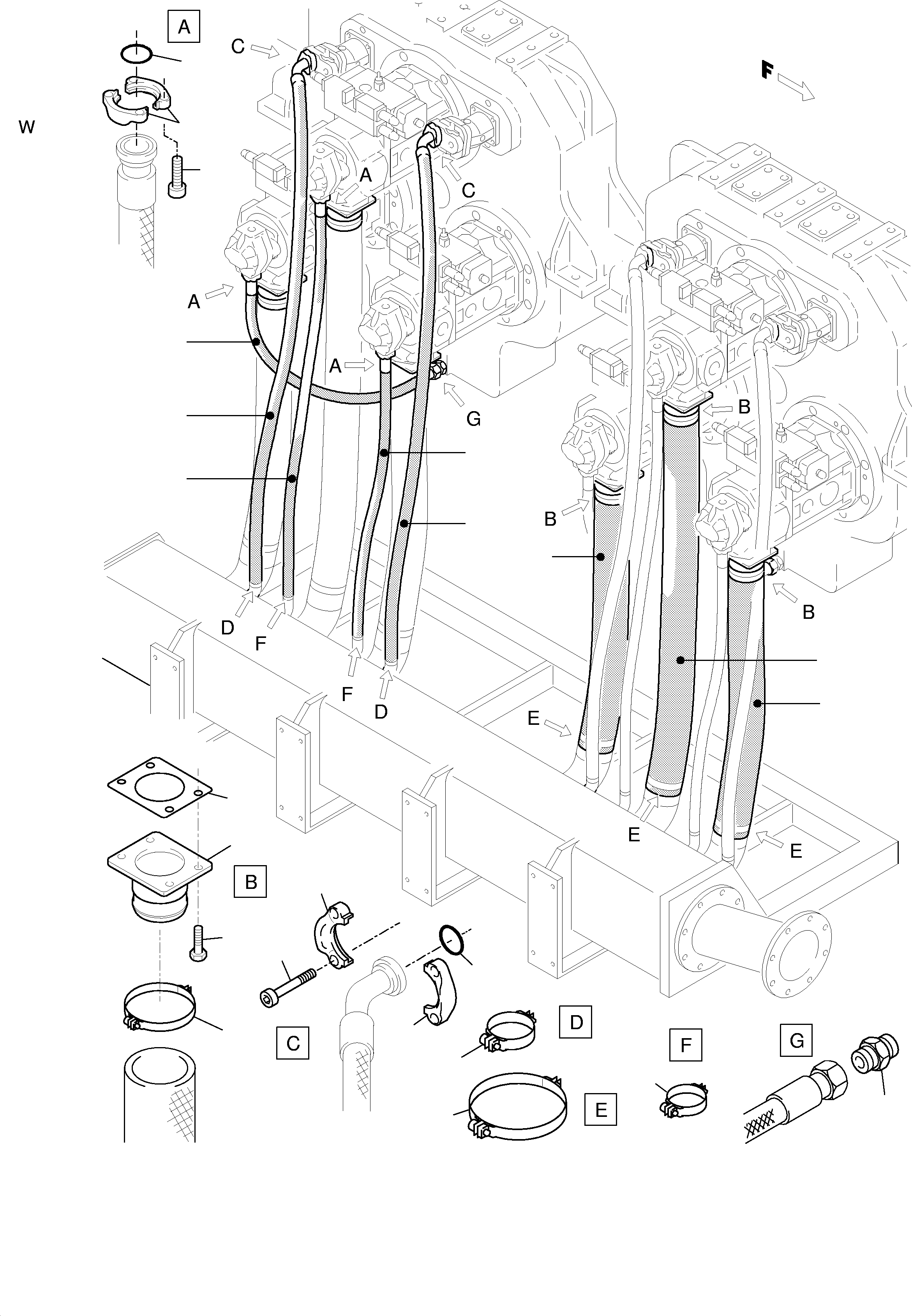 Komatsu parts book diagram for H455S S/N 15005: SUCTION LINES