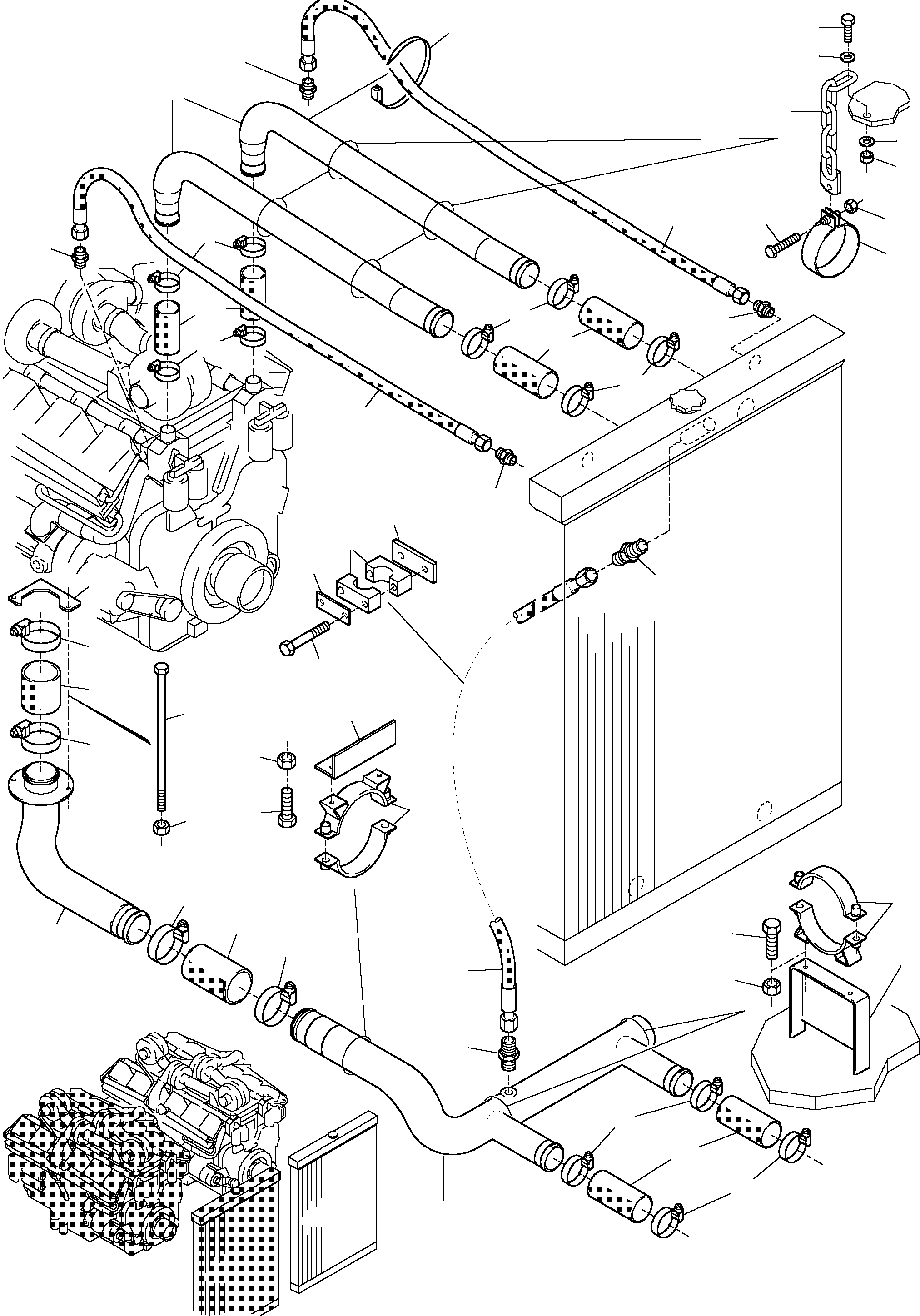 Komatsu parts book diagram for H455S S/N 15005: COOLANT WATER LINES