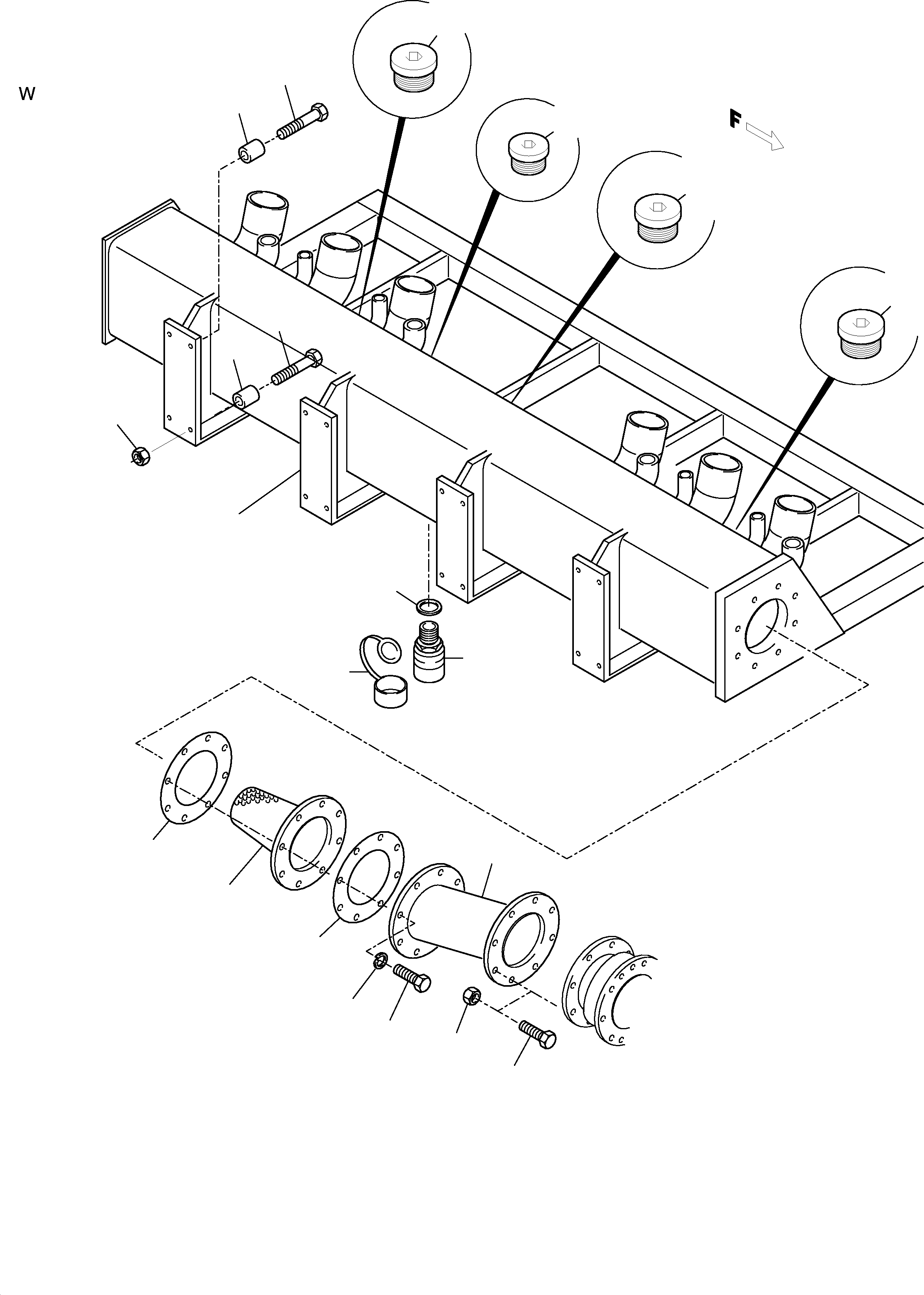 Komatsu parts book diagram for H455S S/N 15005: SUCTION TANK
