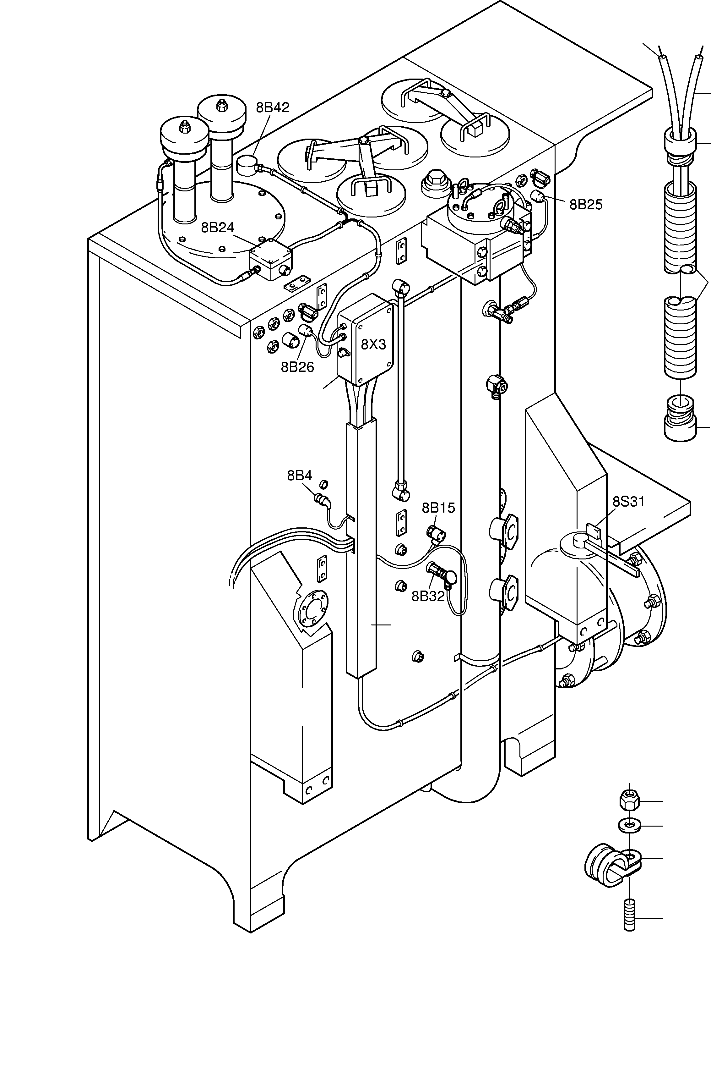Komatsu parts book diagram for H455S S/N 15005: CABLES - OIL TANK