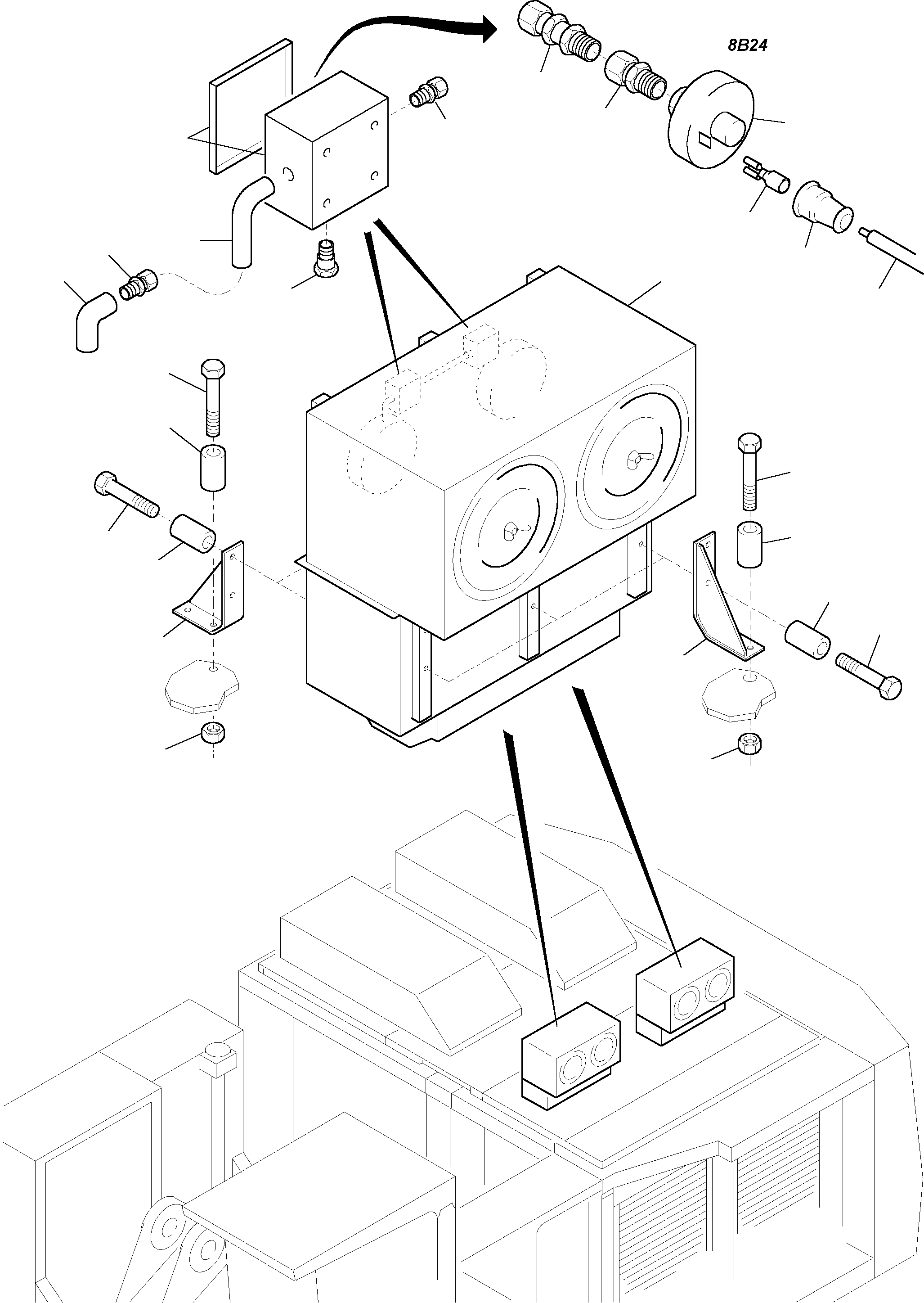 Komatsu parts book diagram for H455S S/N 15005: AIR CLEANER MOUNTING