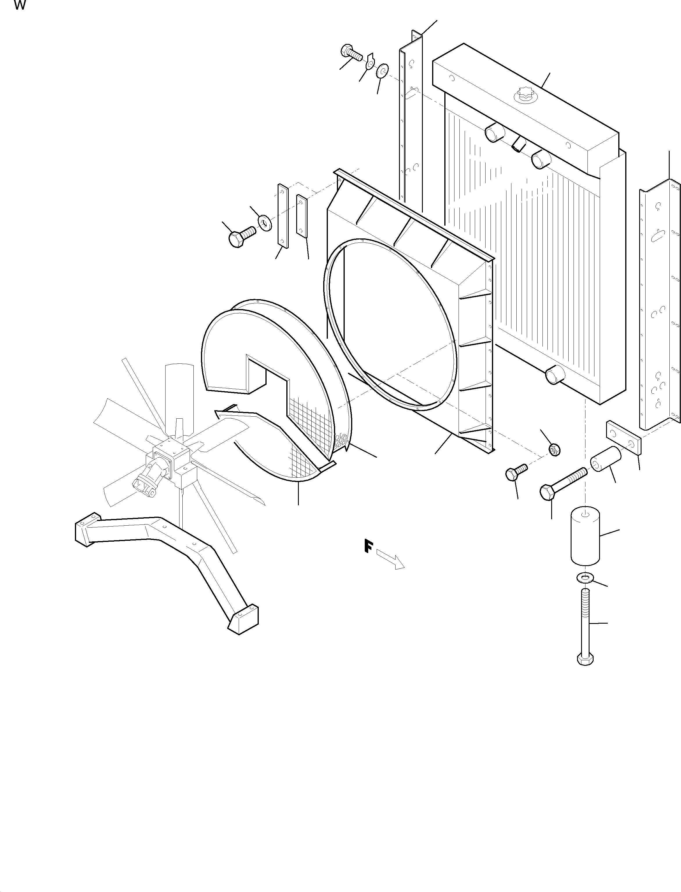 Komatsu parts book diagram for H455S S/N 15005: RADIATOR - MOUNTING