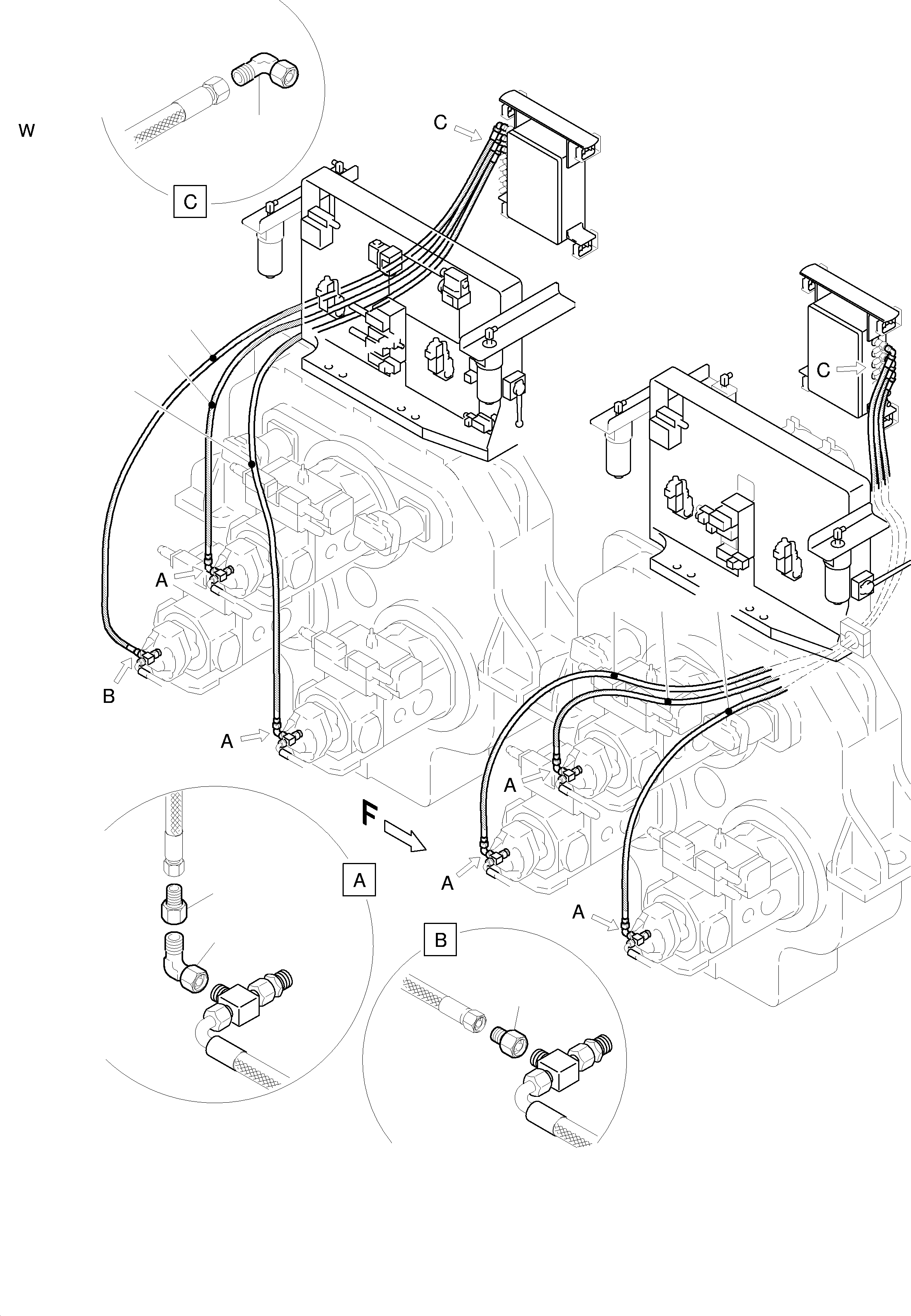 Komatsu parts book diagram for H455S S/N 15005: LINES - SENSOR HOUSING