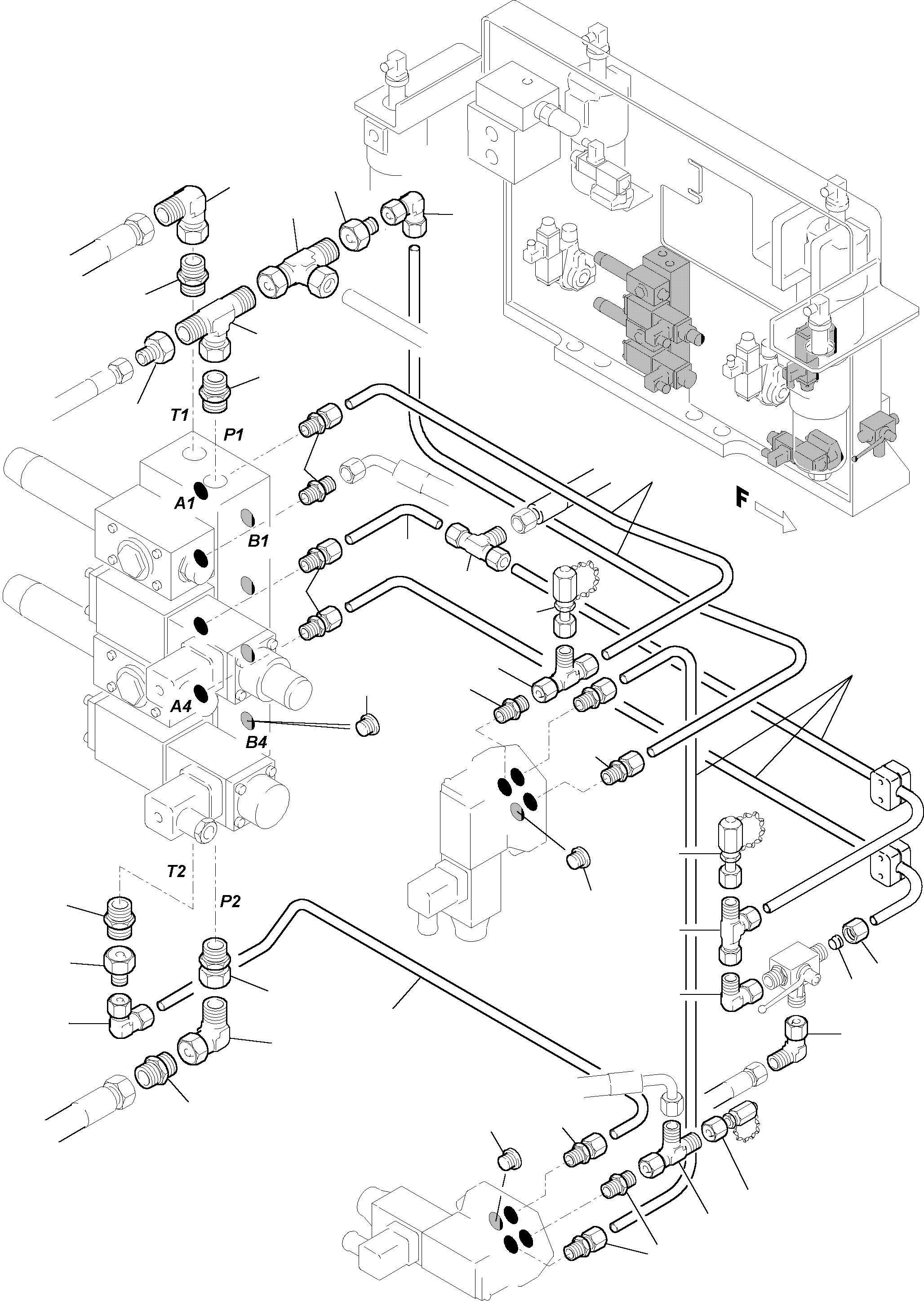 Komatsu parts book diagram for H455S S/N 15005: PIPES - CONTROL- AND FILTER PLATE