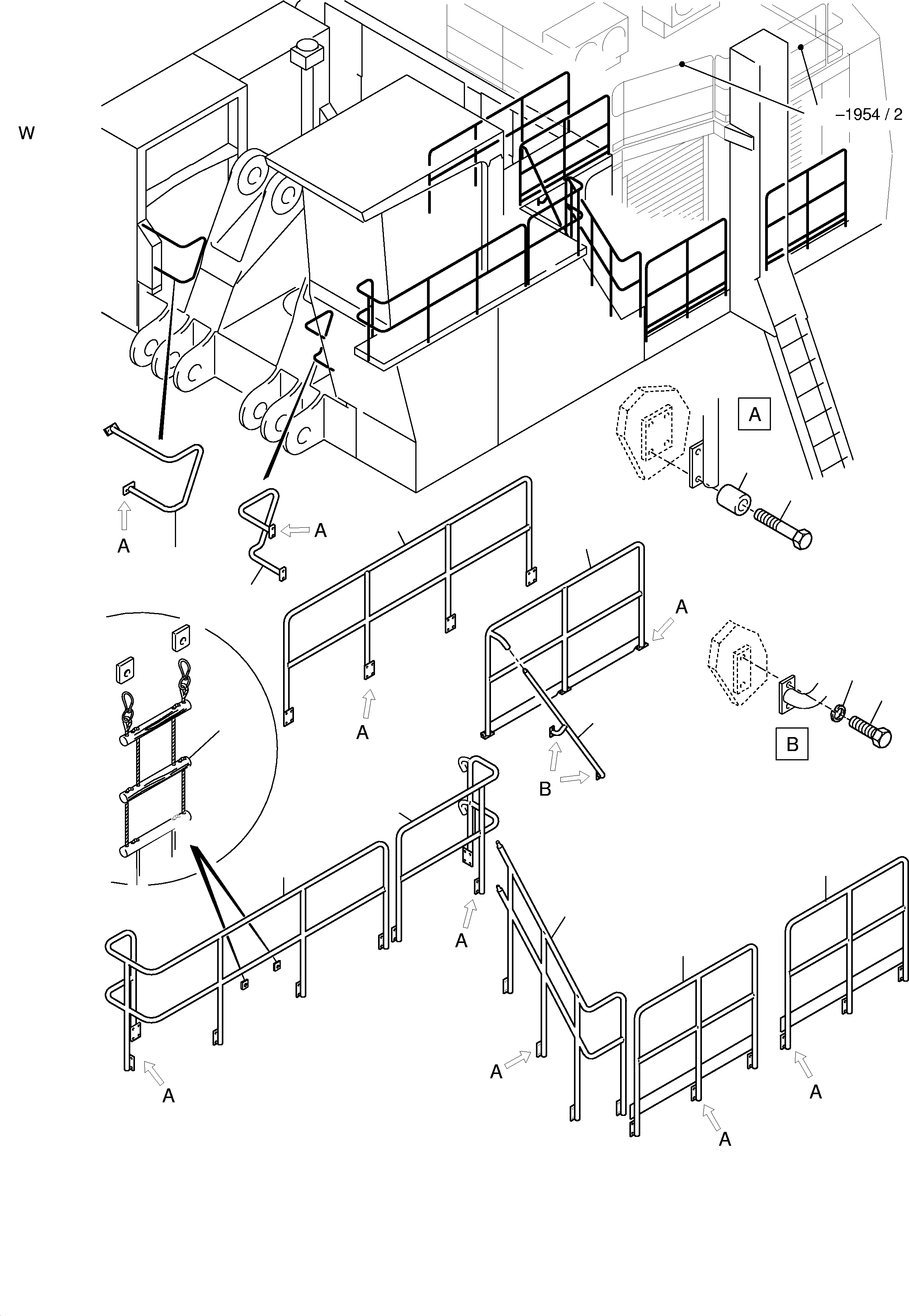 Komatsu parts book diagram for H455S S/N 15005: LADDER AND RAIL