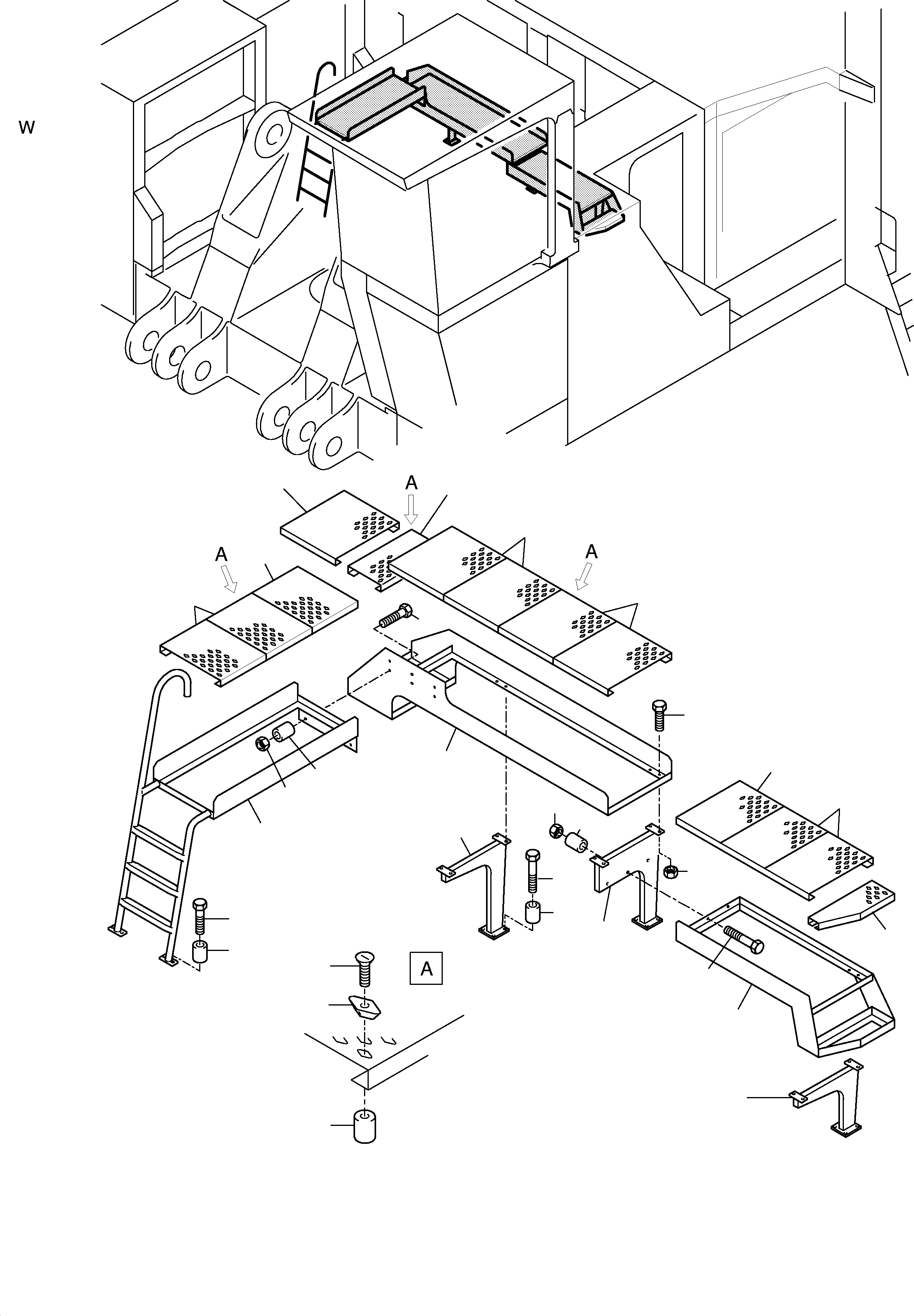 Komatsu parts book diagram for H455S S/N 15005: LADDER AND RAIL