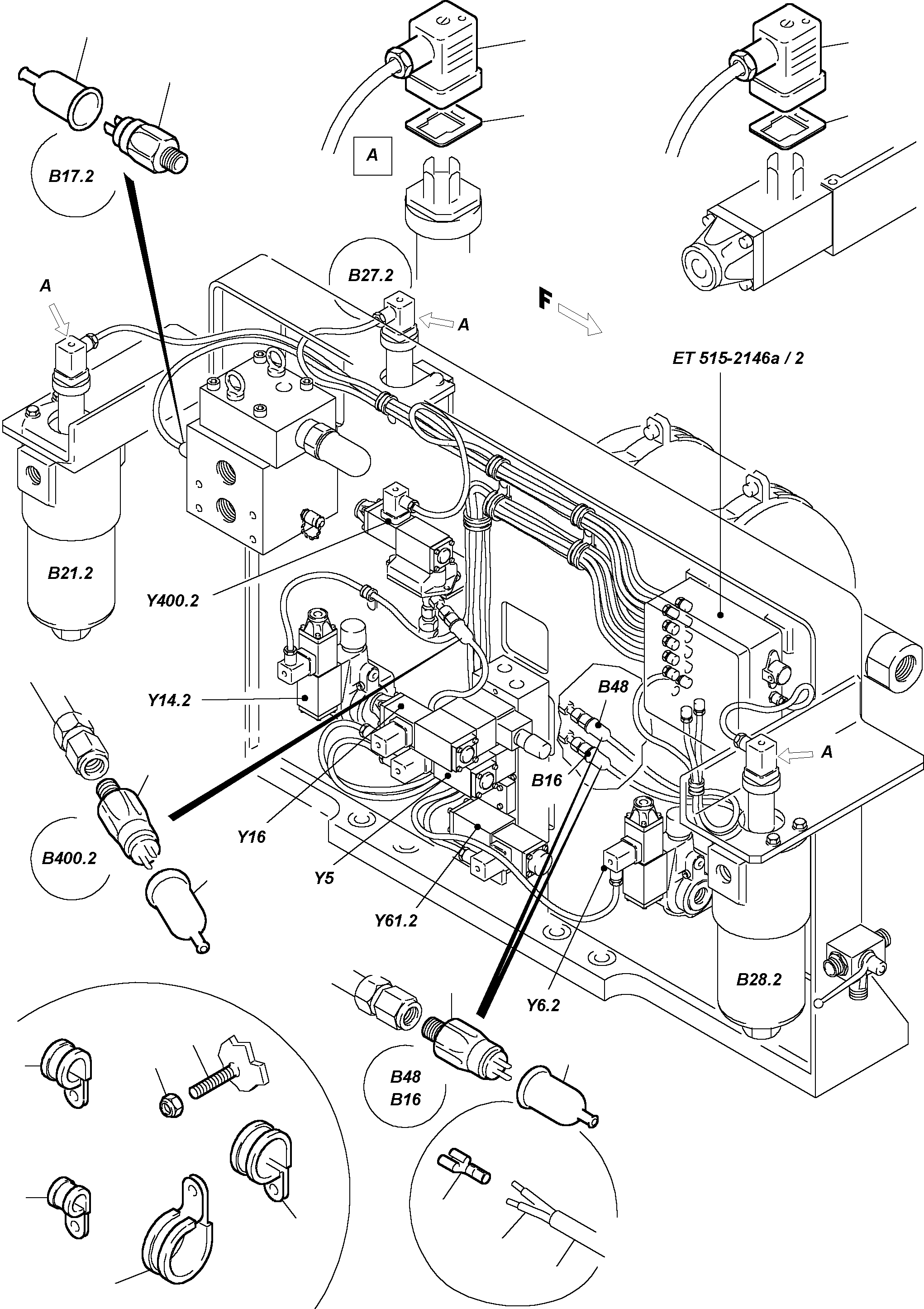Komatsu parts book diagram for H455S S/N 15005: CABLES - CONTROL-AND FILTER PLATE 2