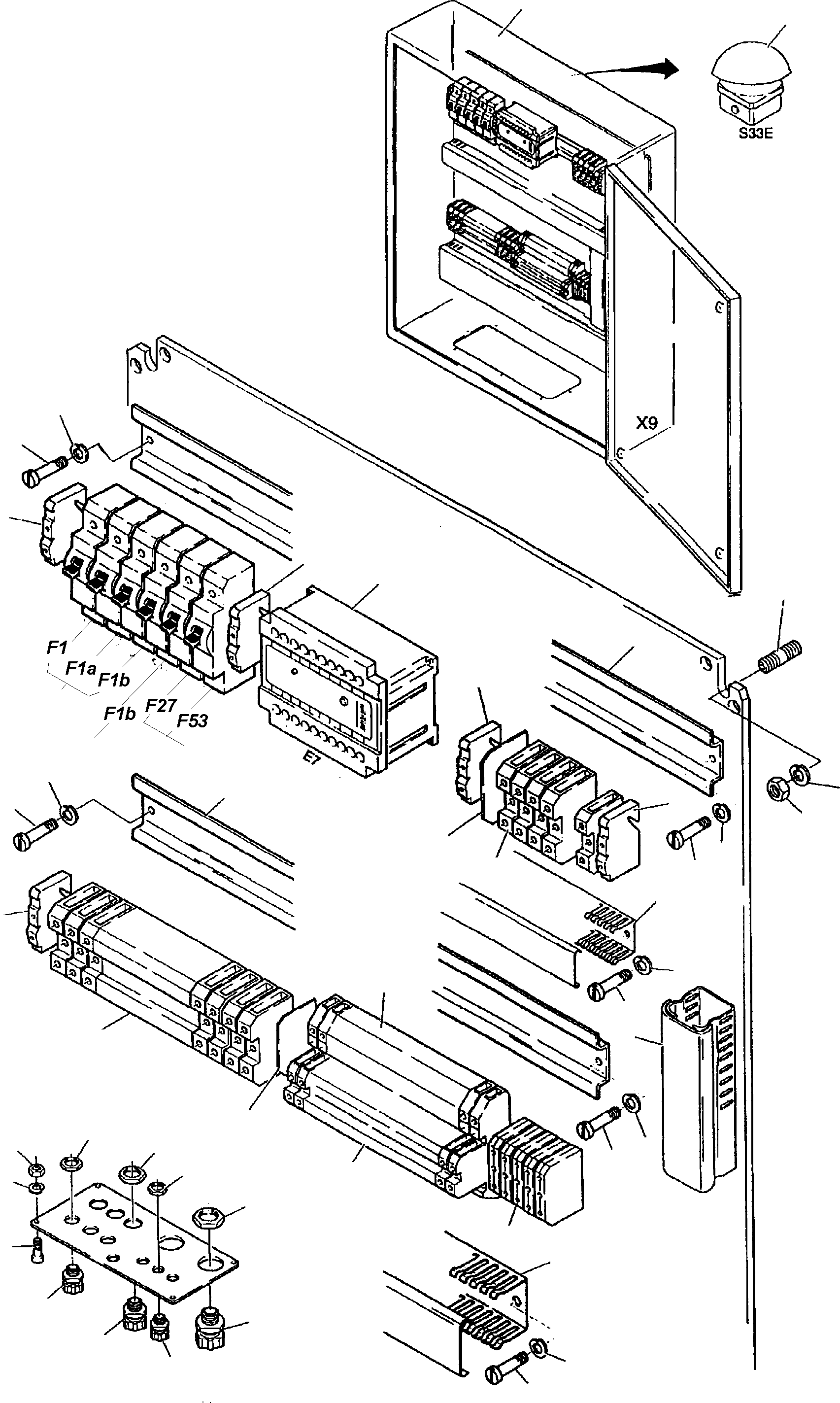 Komatsu parts book diagram for H455S S/N 15005: BATTERY SWITCH BOX