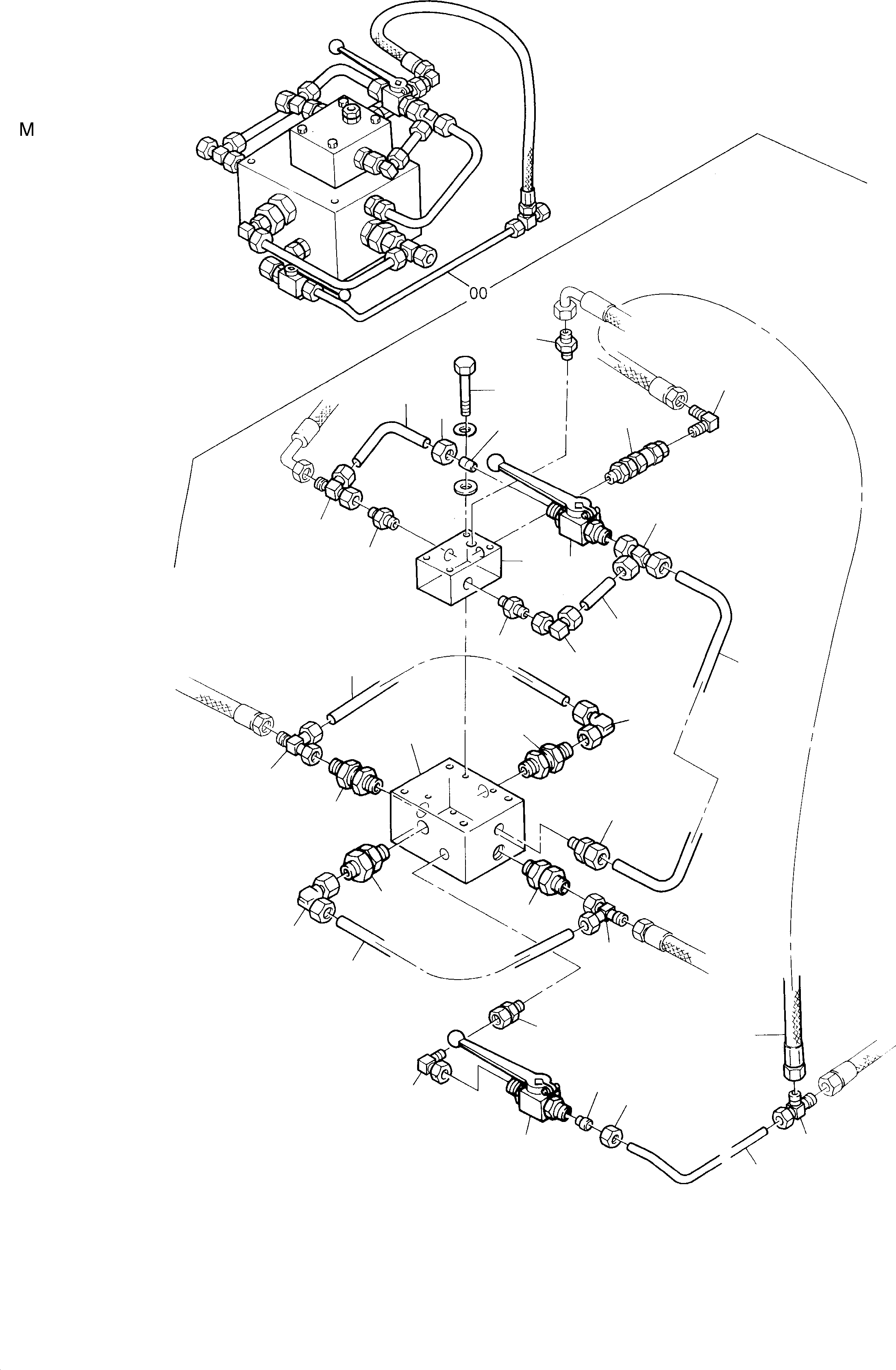 Komatsu parts book diagram for H455S S/N 15005: VALVE BLOCK ( HYDRAULIC TRACK ADJUSTING )