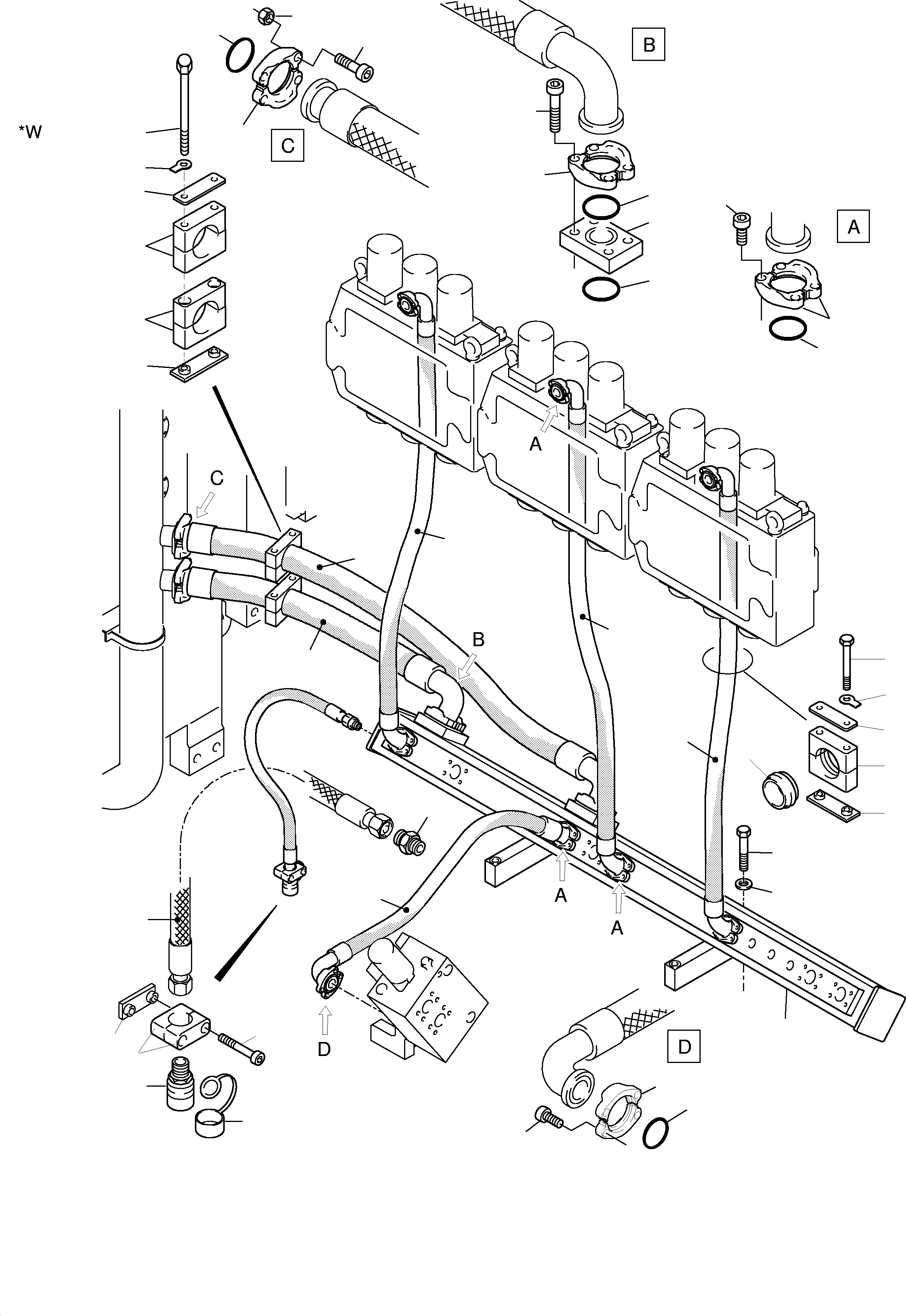 Komatsu parts book diagram for H455S S/N 15005: RETURN LINES, CONTROLBLOCKS