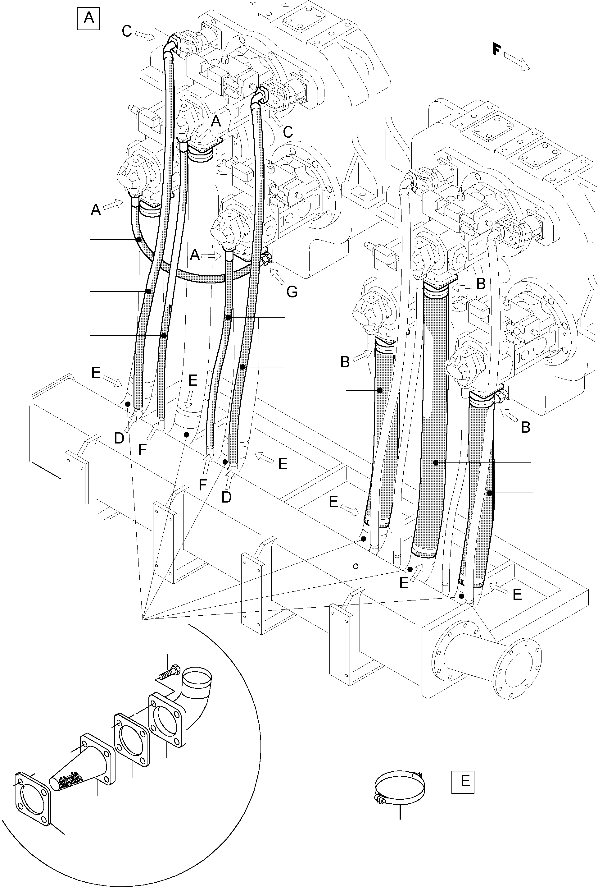 Excavators Mining Komatsu / PC5500-6 S/N 15014(g15014) / Suction Lines(515-1808d : 515-1808d)