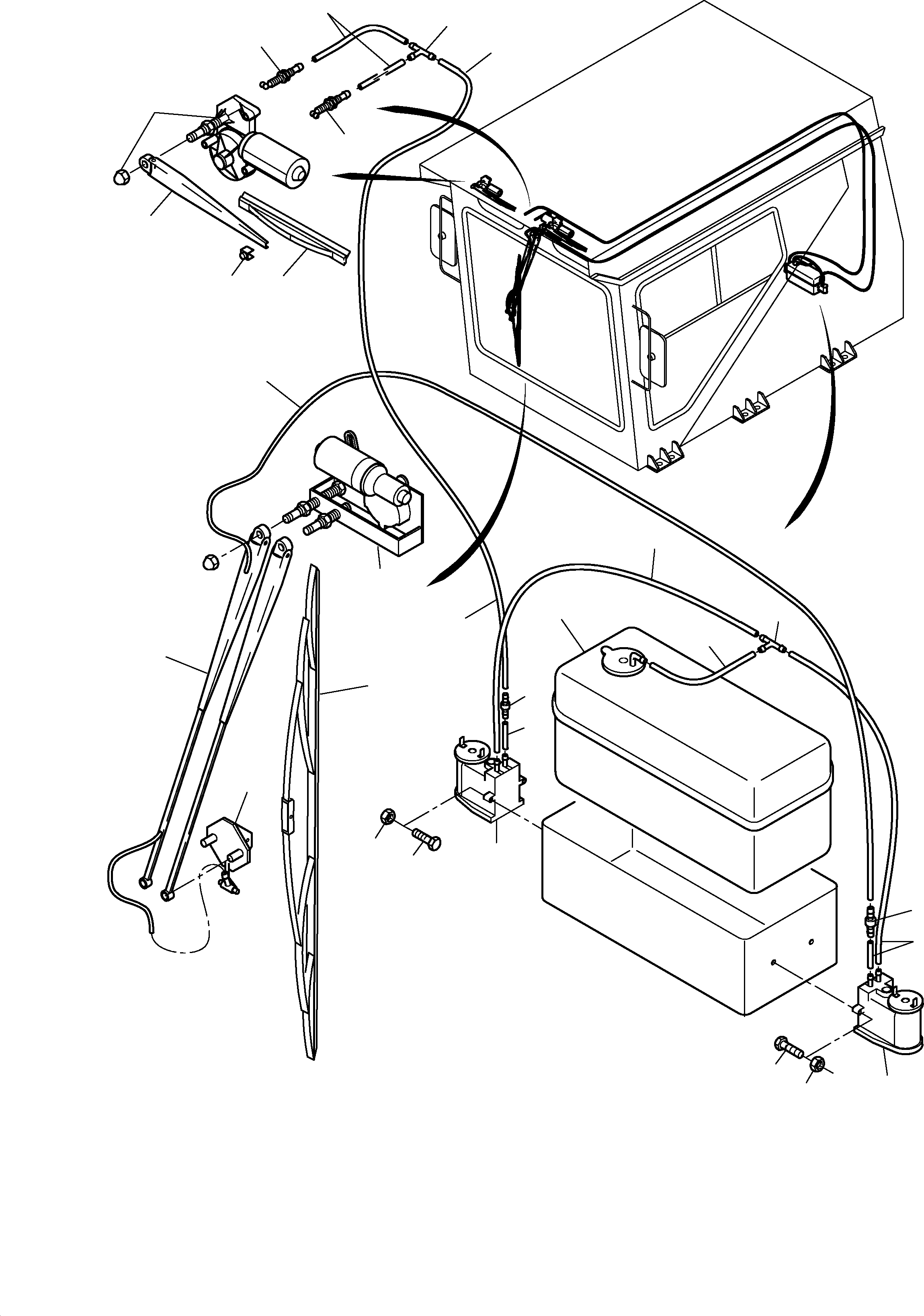 Komatsu parts book diagram for PC5500-6 S/N 15017: WINDSCREEN WASHING ASSY.