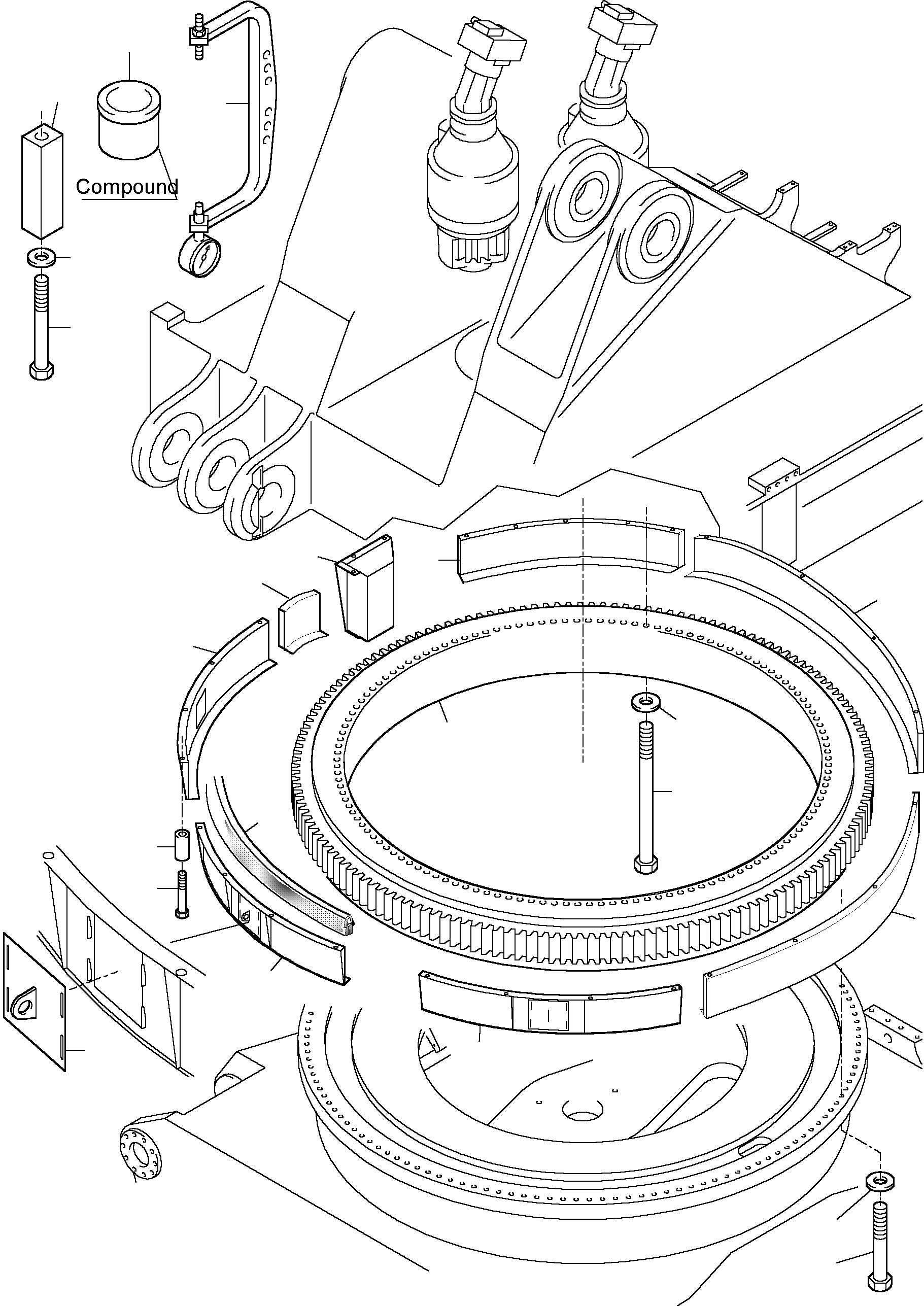 Komatsu parts book diagram for PC5500-6 S/N 15017: SLEW RING ARR.  COLDWEATHER DESIGN