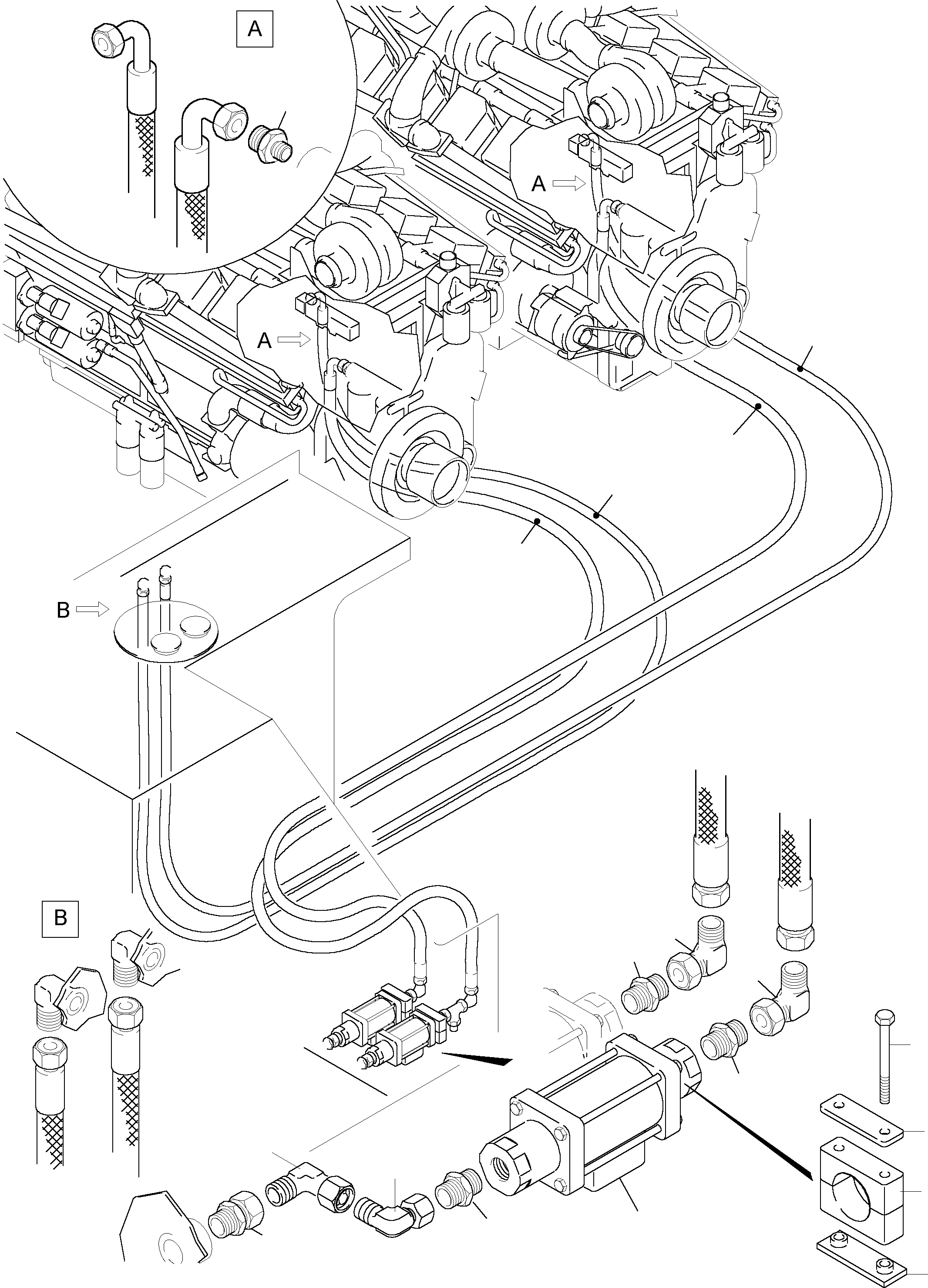 Komatsu parts book diagram for PC5500-6 S/N 15017: FUEL LINES
