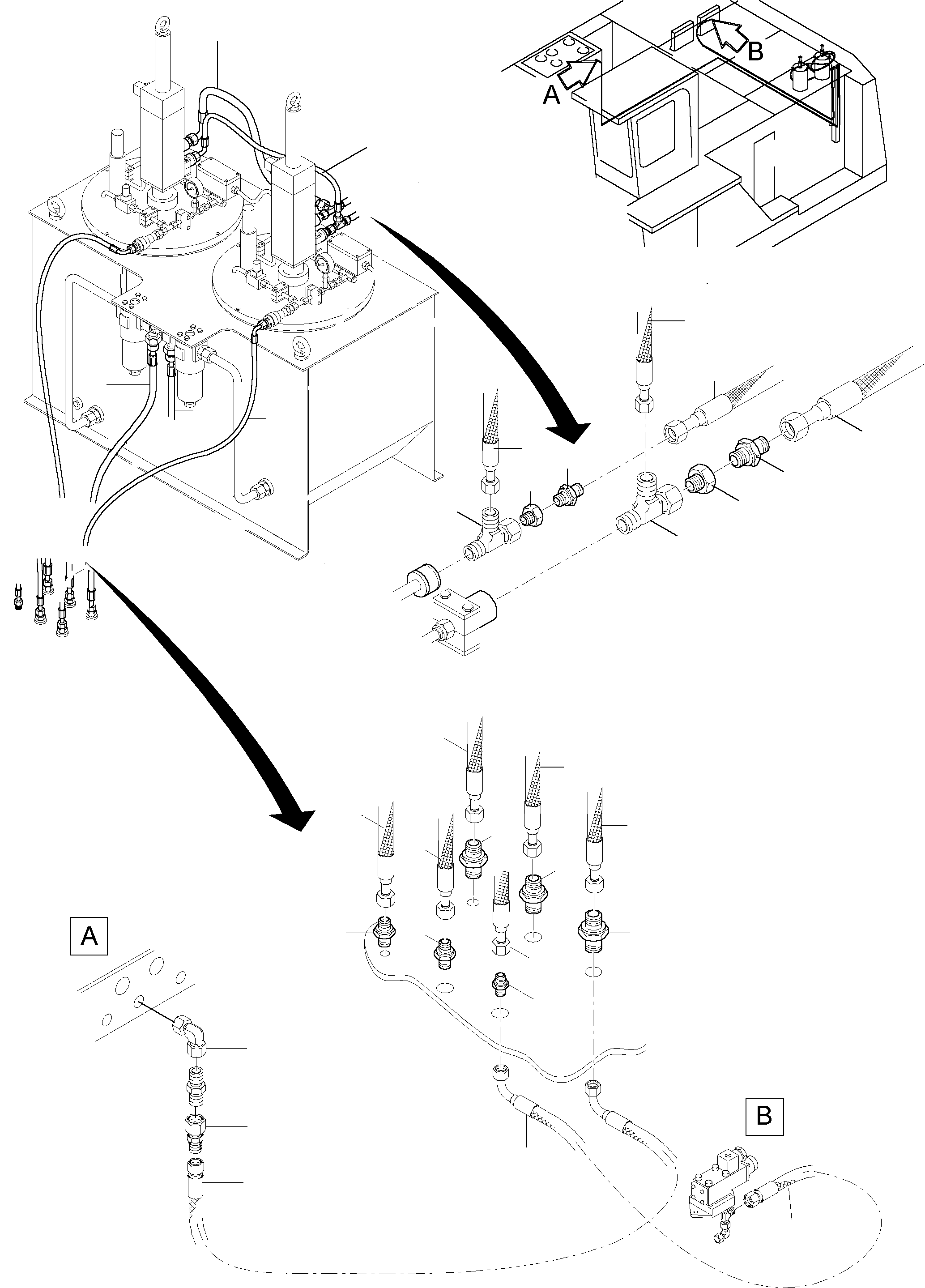 Komatsu parts book diagram for PC5500-6 S/N 15017: LUBE STATION ARR.