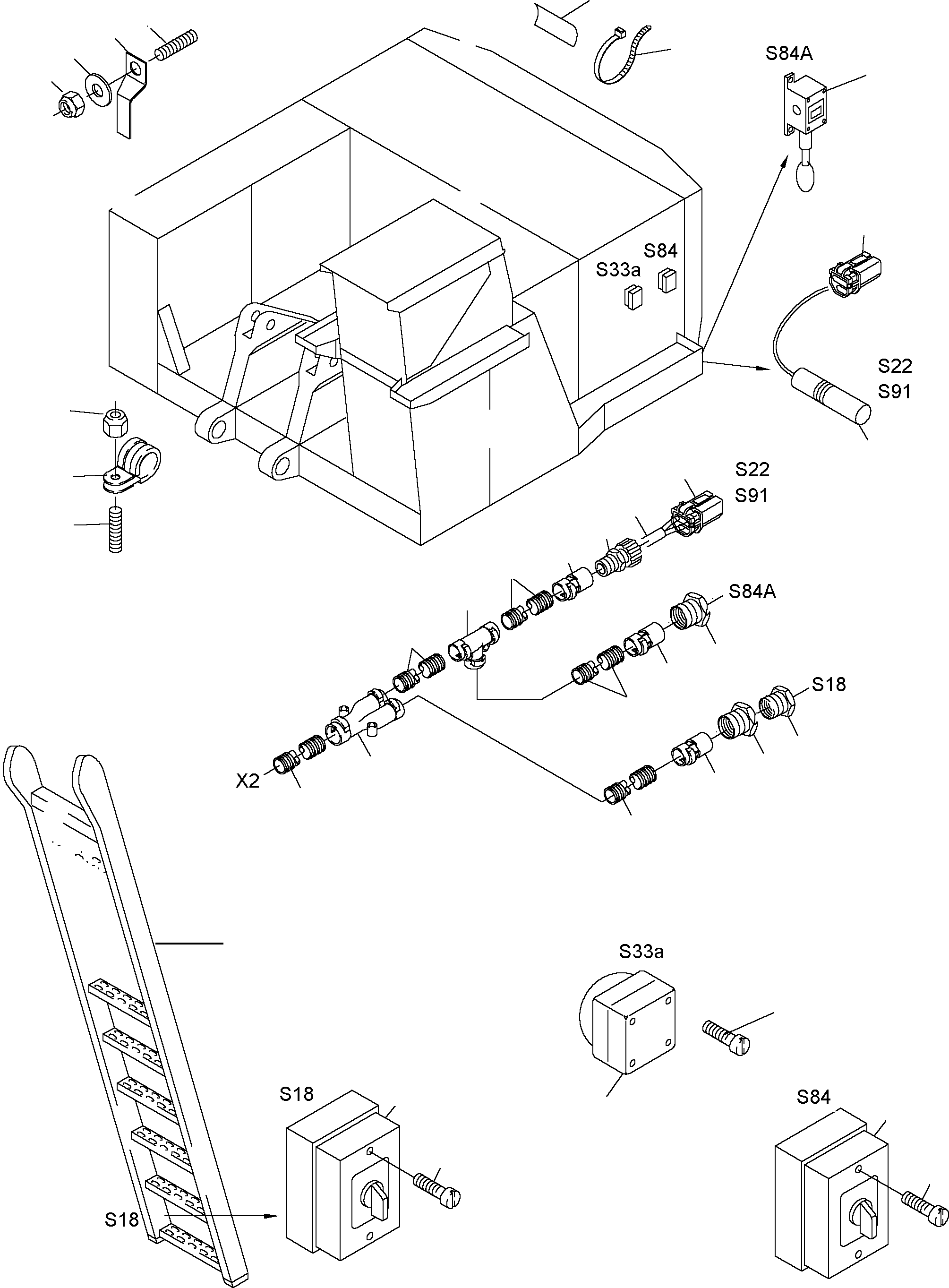 Komatsu parts book diagram for PC5500-6 S/N 15017: ELECTRIC PARTS - LADDER