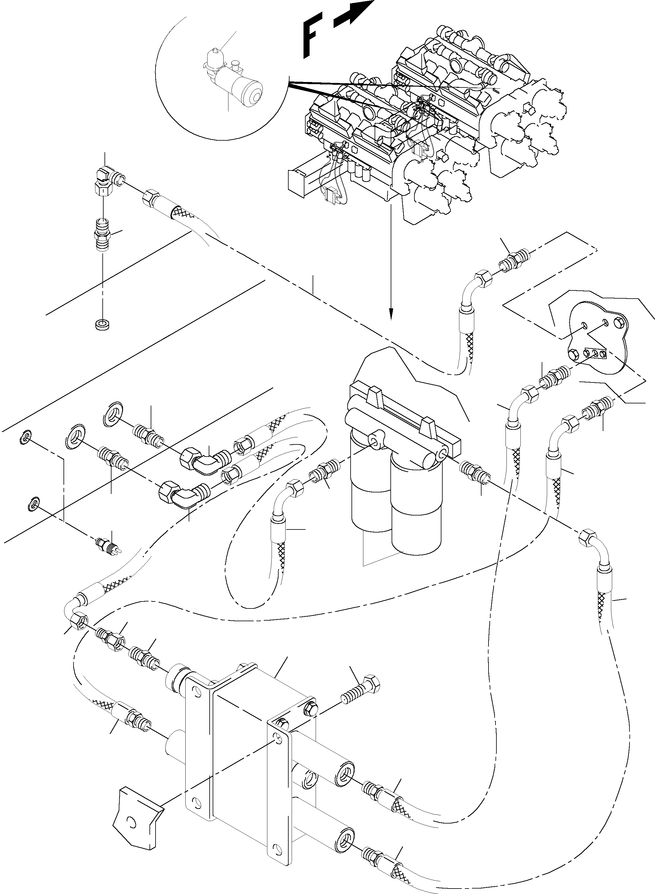 Komatsu parts book diagram for PC5500-6 S/N 15017: LINES FOR FEED PUMP - ENGINE OIL