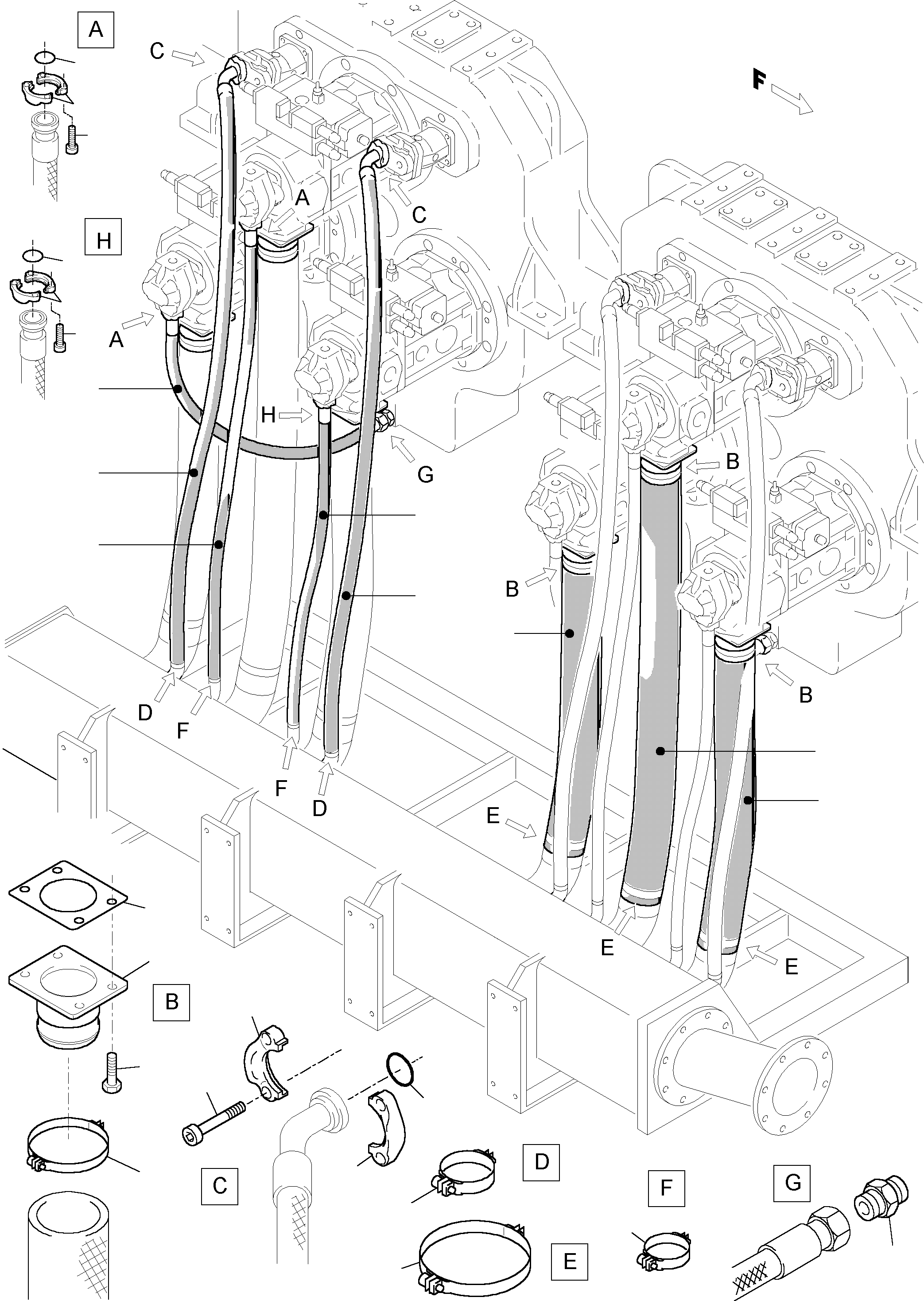 Komatsu parts book diagram for PC5500-6 S/N 15017: SUCTION LINES