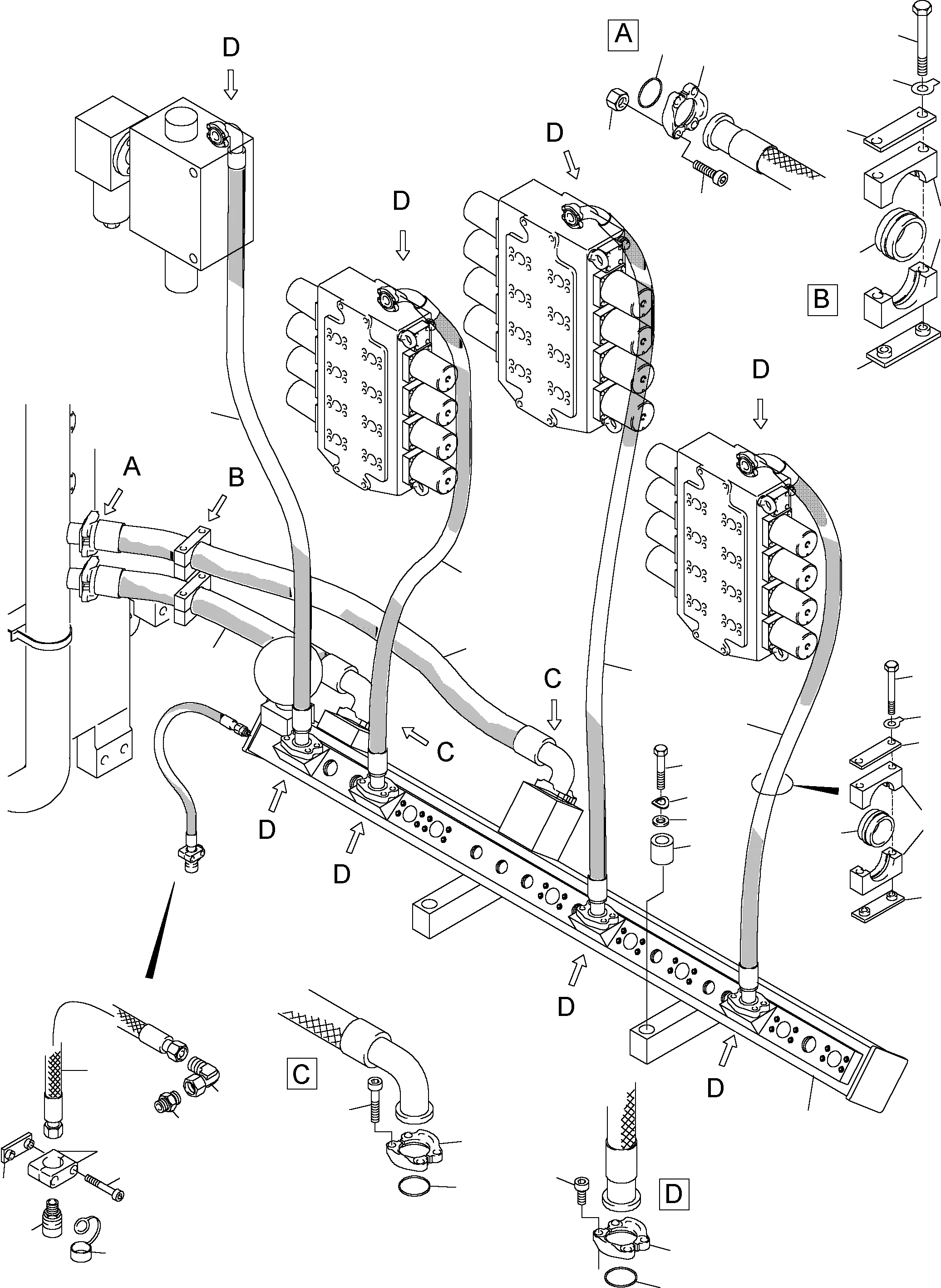 Komatsu parts book diagram for PC5500-6 S/N 15017: RETURN LINES, CONTROLBLOCKS