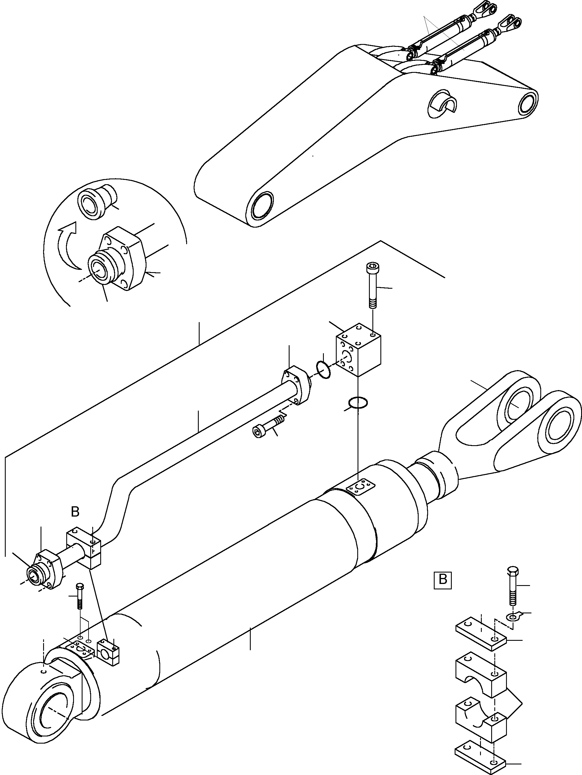 Komatsu parts book diagram for PC5500-6 S/N 15017: PIPING - STICK CYLINDER