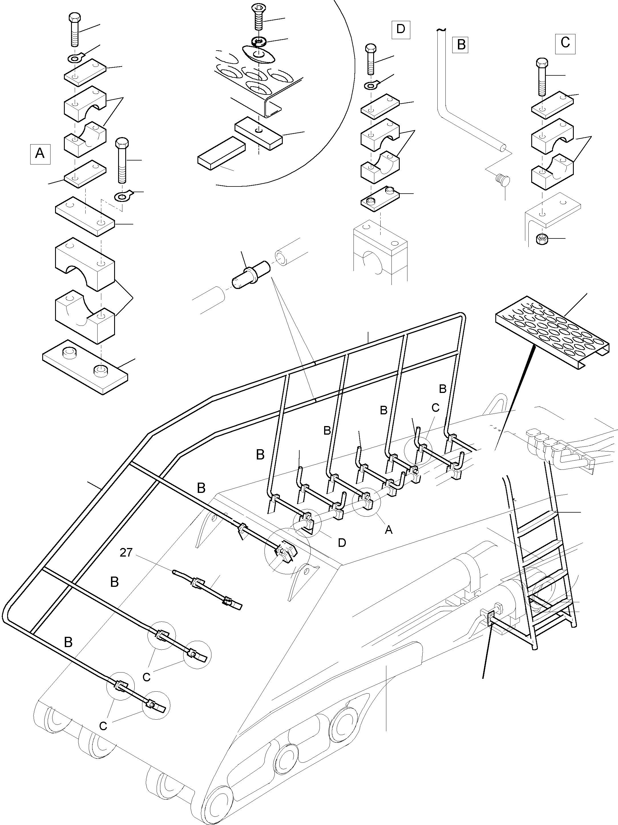 Komatsu parts book diagram for PC5500-6 S/N 15017: BOOM - CATWALK