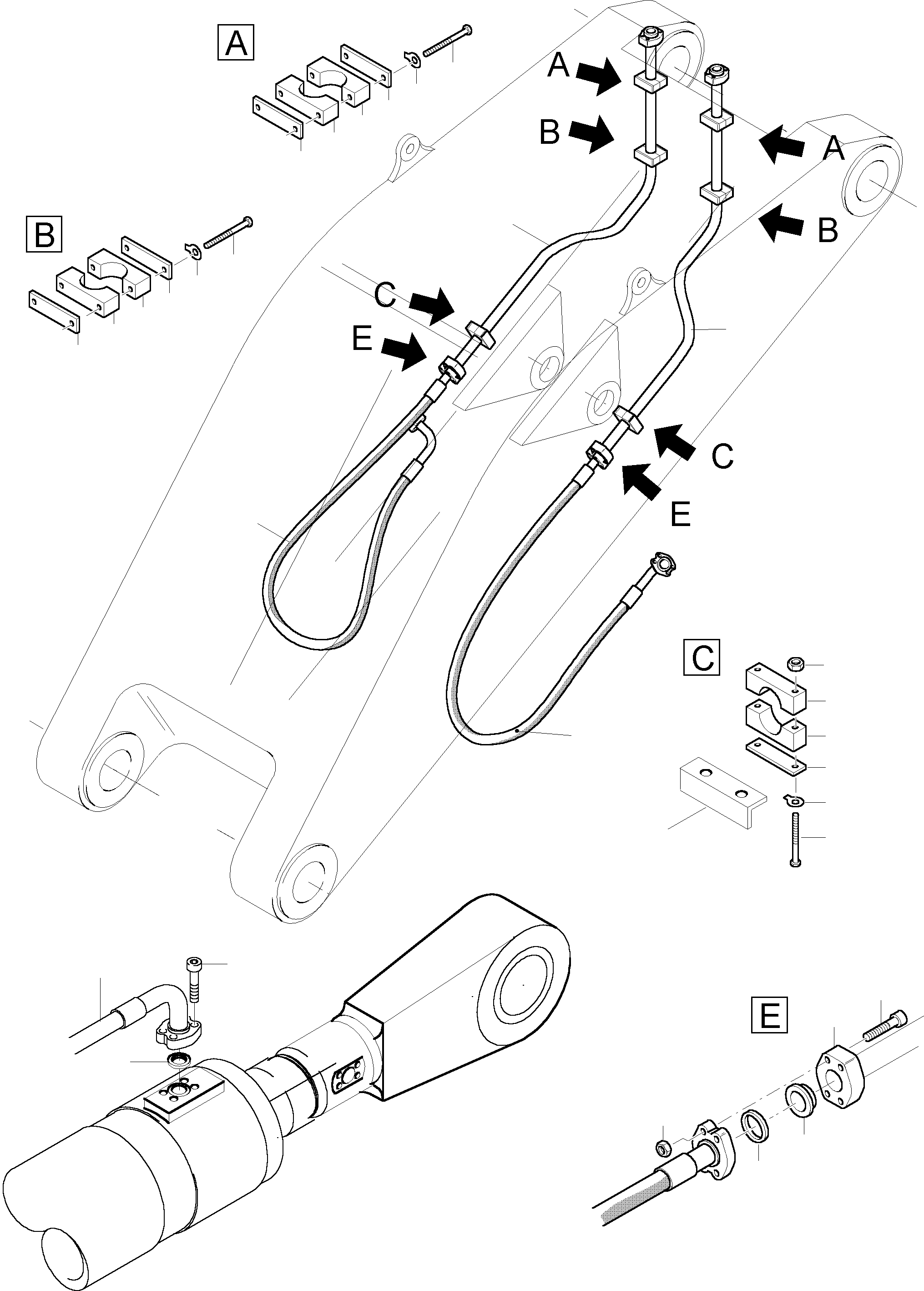 Komatsu parts book diagram for PC5500-6 S/N 15017: BULLCLAM BUCKET STICK 5,6M