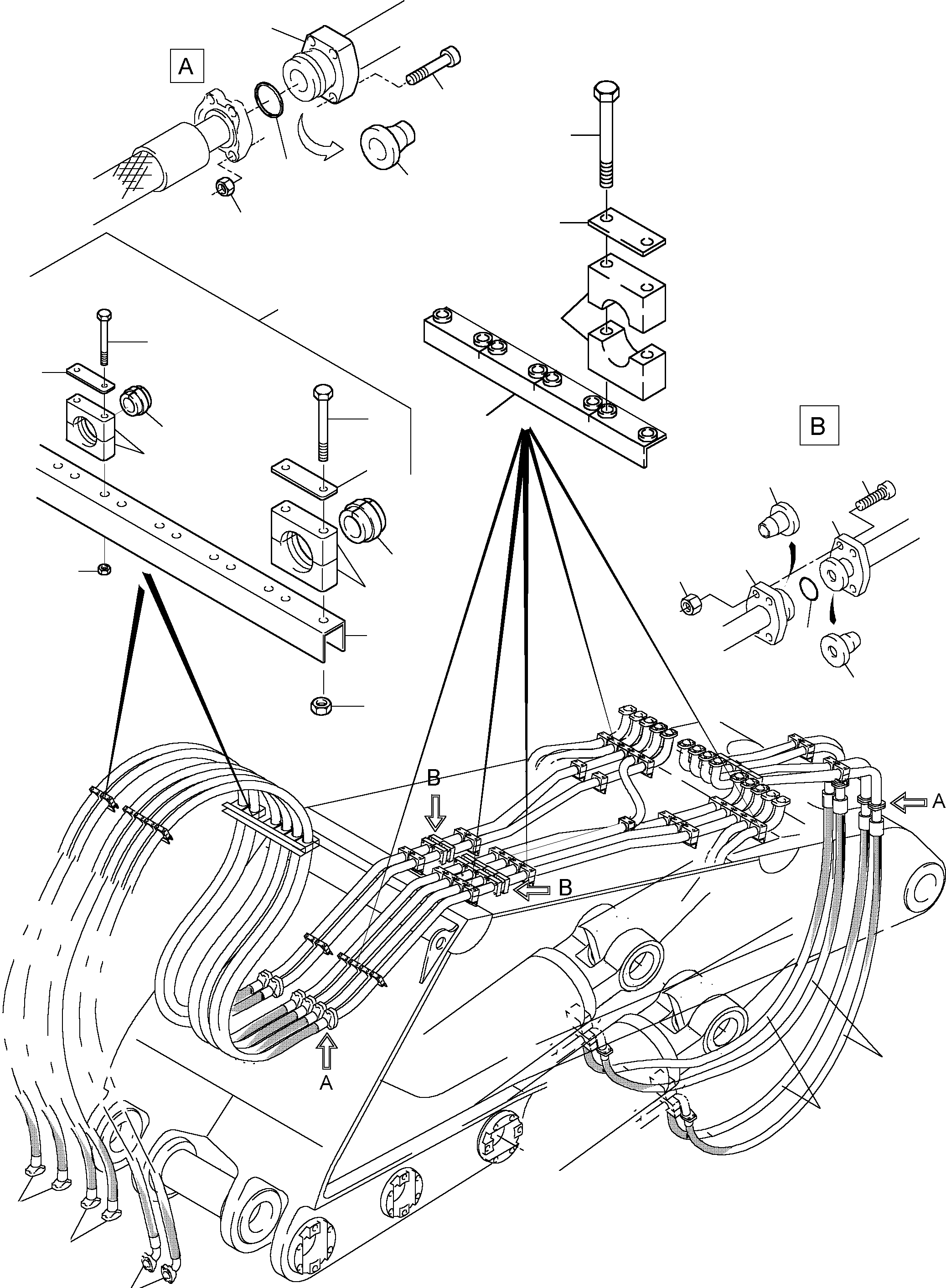 Komatsu parts book diagram for PC5500-6 S/N 15017: BOOM 7.6 M