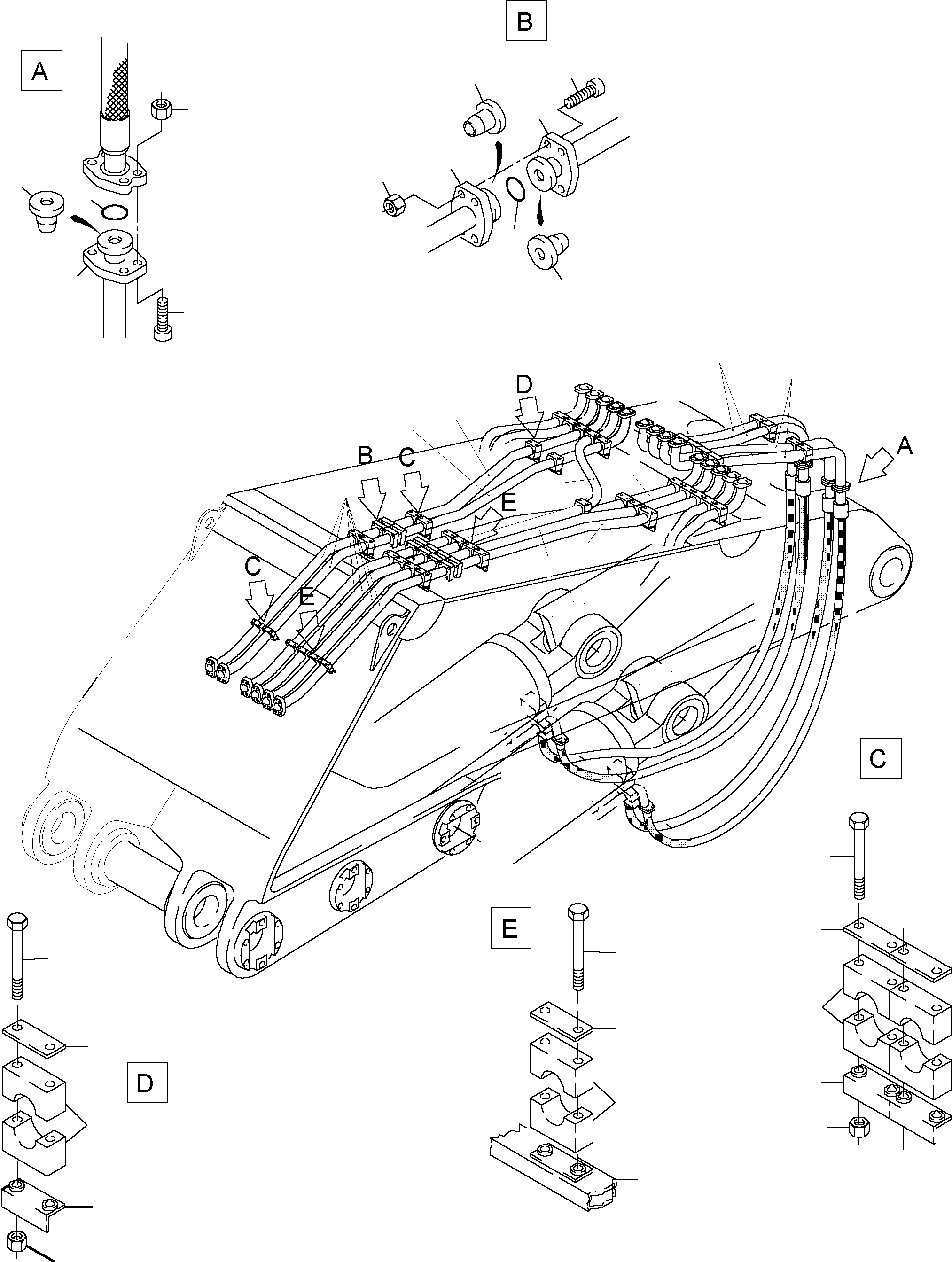 Komatsu parts book diagram for PC5500-6 S/N 15017: BOOM 7.6 M