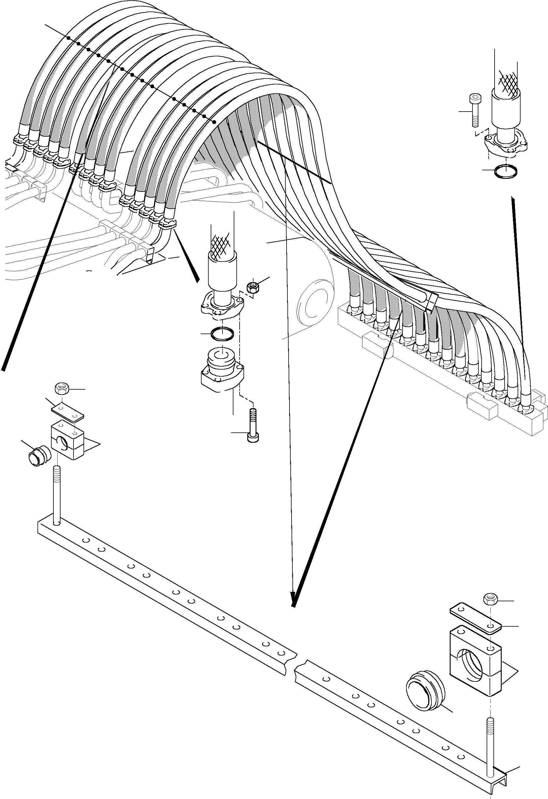 Komatsu parts book diagram for PC5500-6 S/N 15017: HOSES ASSY. - MANIFOLD- BOOM BULLCLAM EQUIPMENT