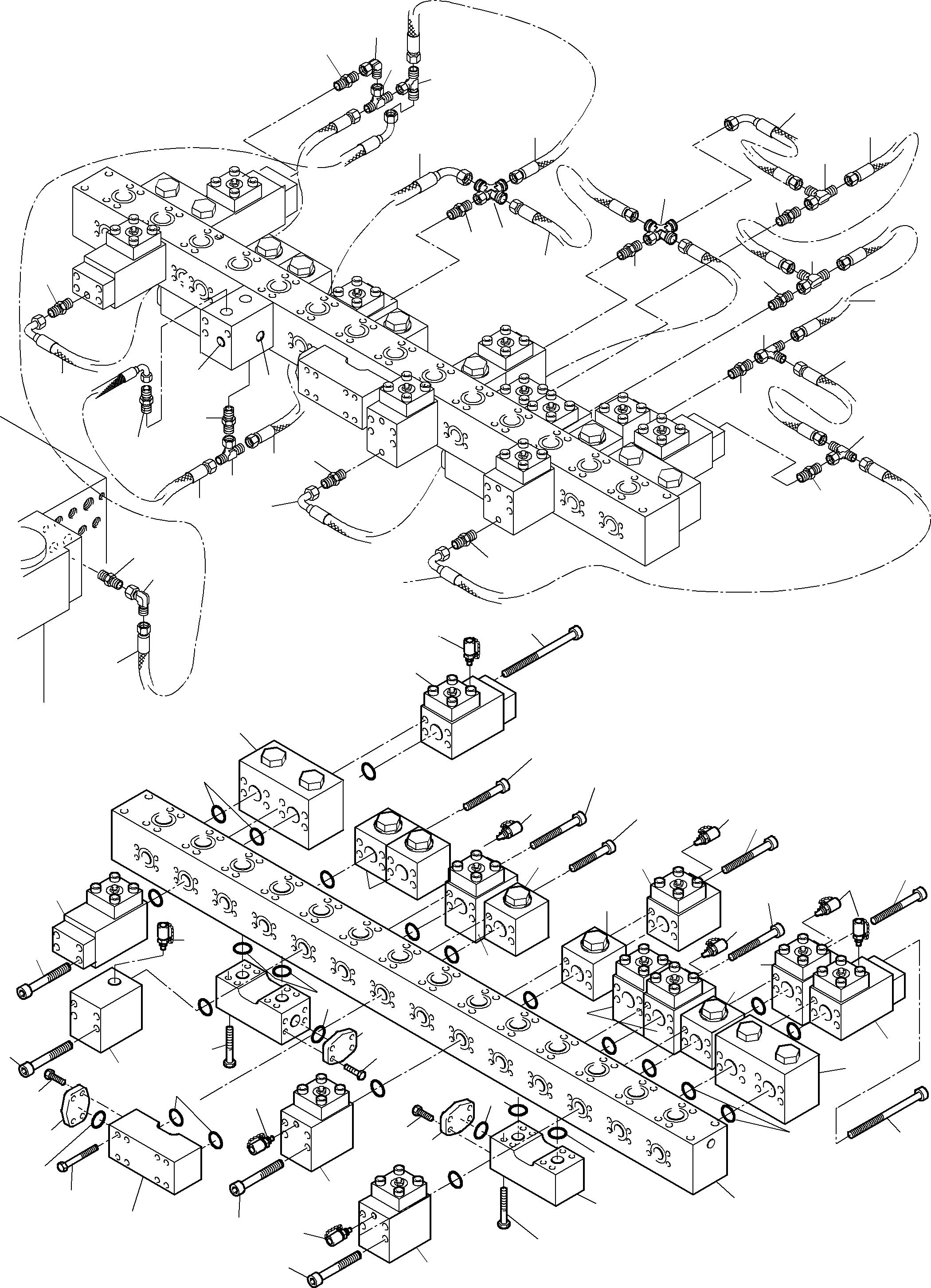 Komatsu parts book diagram for PC5500-6 S/N 15017: MANIFOLD BULLCLAM