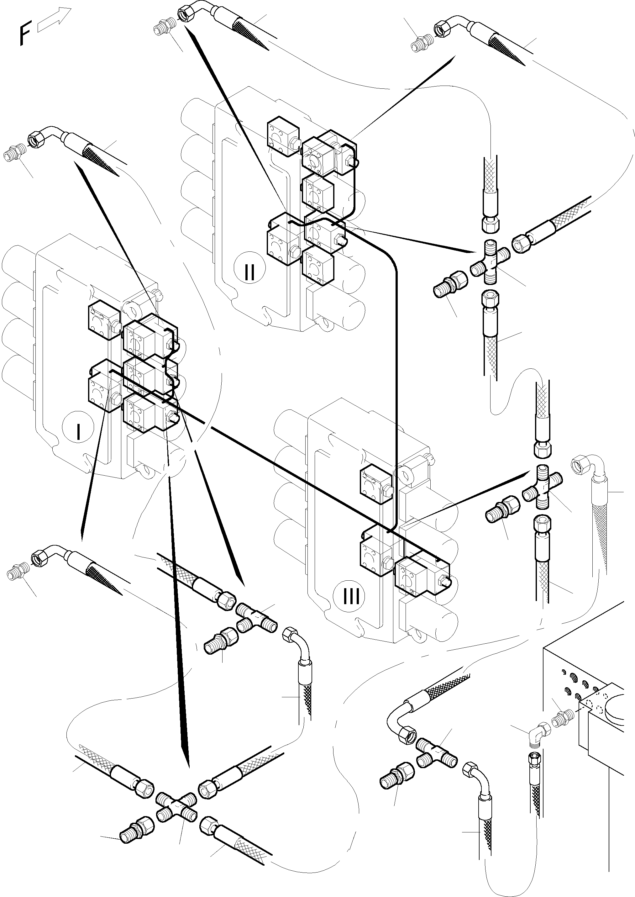 Komatsu parts book diagram for PC5500-6 S/N 15017: PIPING - SECONDARY VALVES BCE