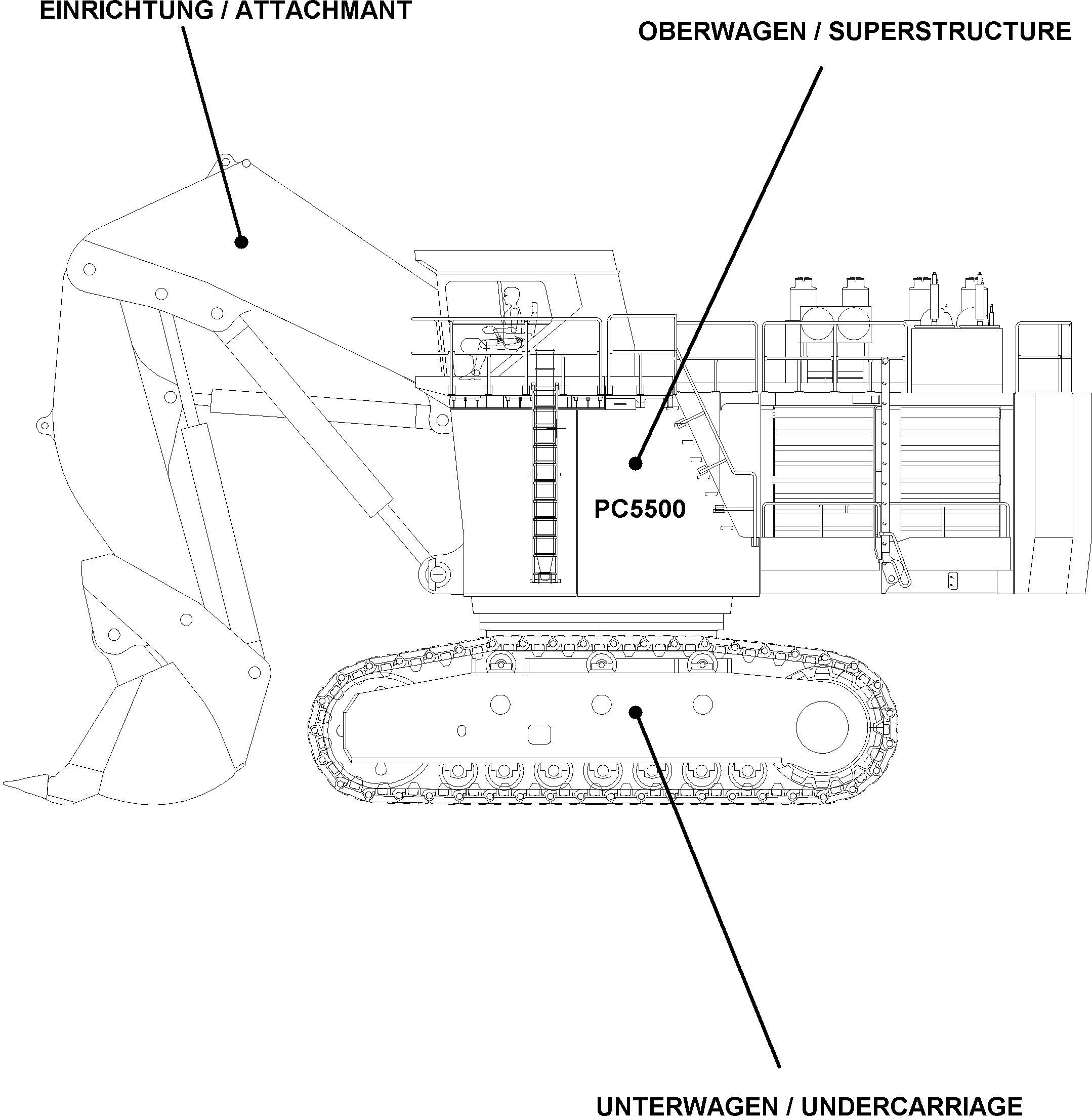 Komatsu parts book diagram for PC5500-6 S/N 15017: 