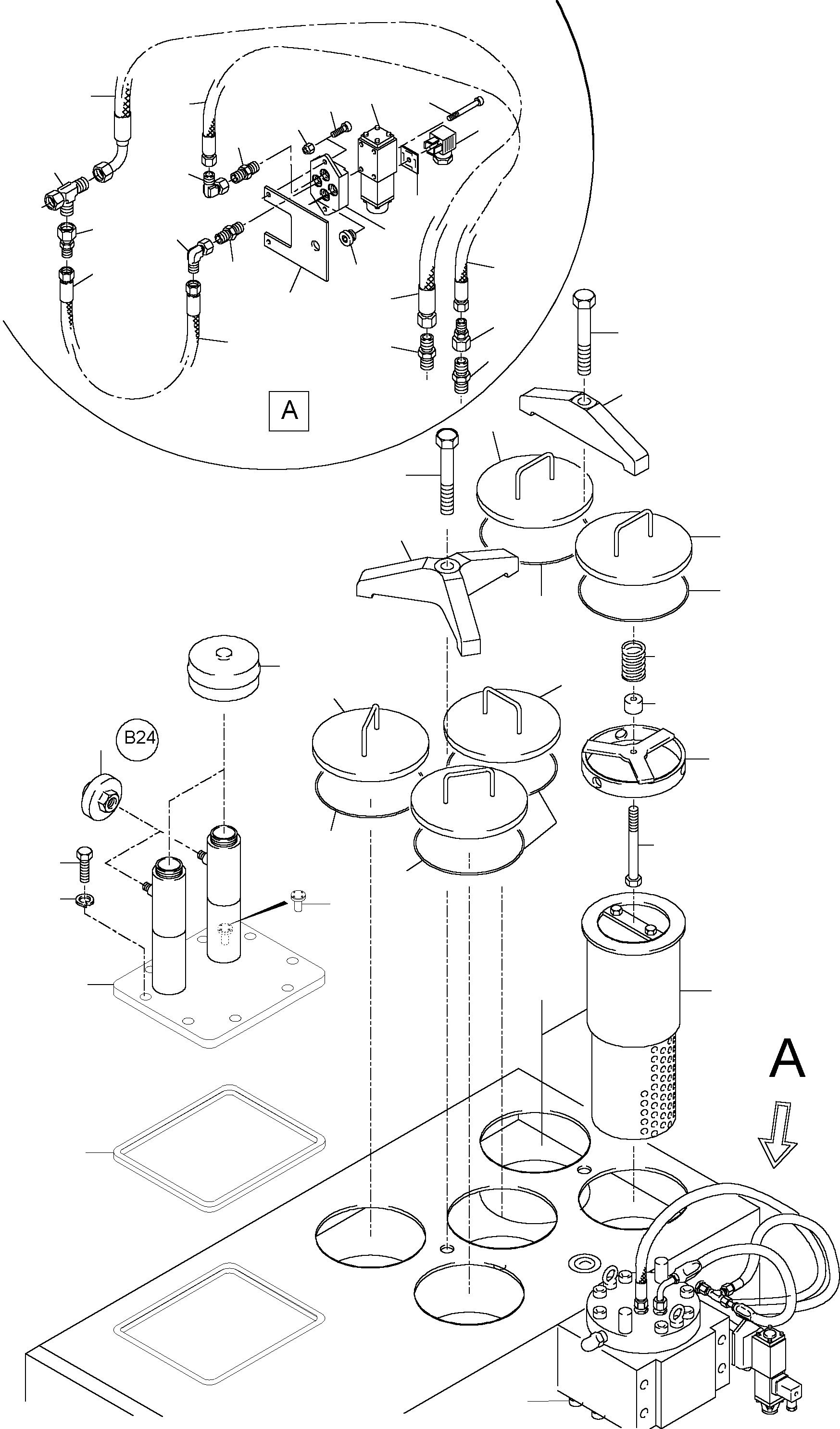Komatsu parts book diagram for PC5500-6 S/N 15017: MAIN OIL TANK