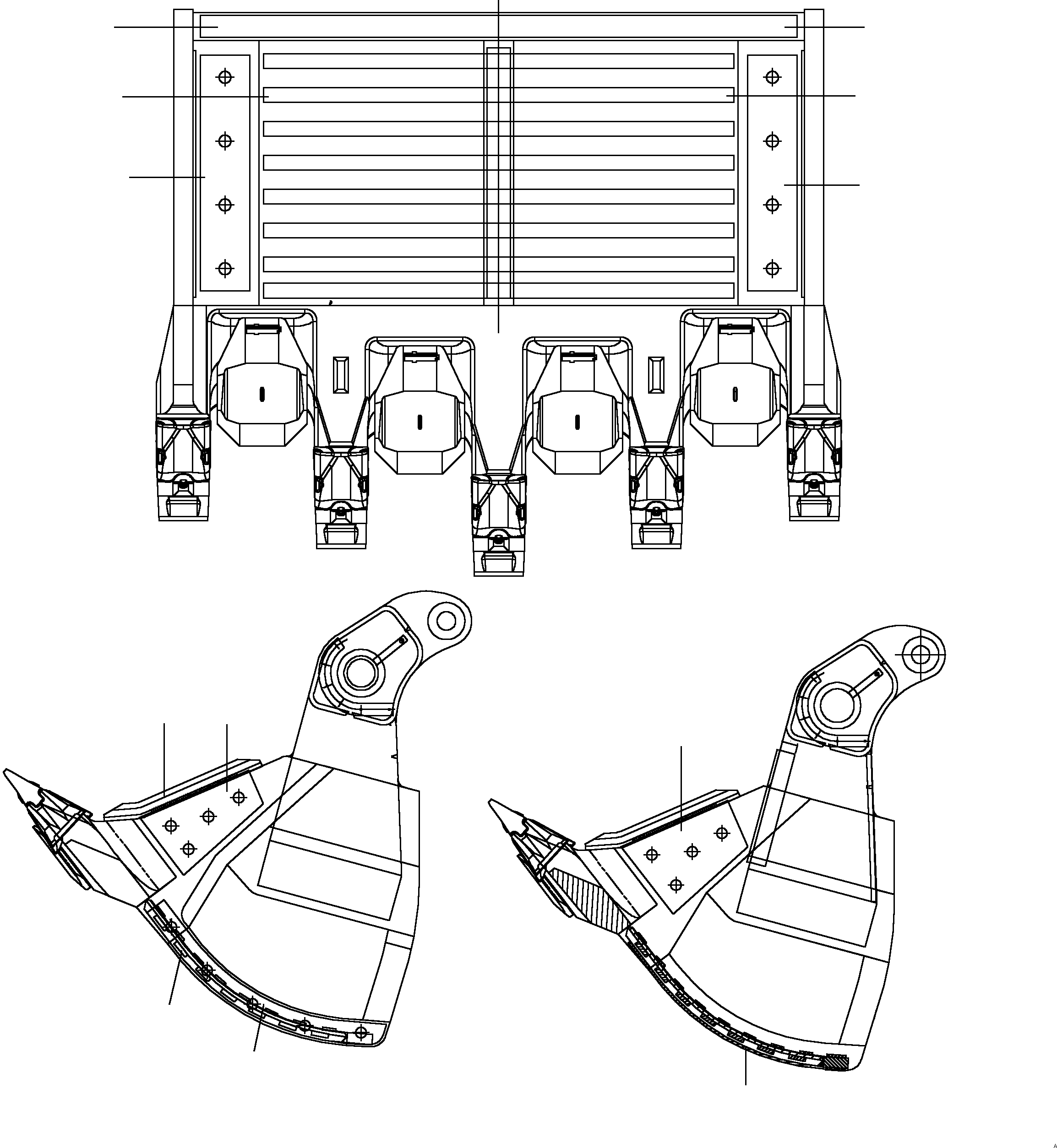 Komatsu parts book diagram for PC5500-6 S/N 15017: WEAR PACKAGE BACK PANEL AND BULLCLAM 26 CBM WP 3