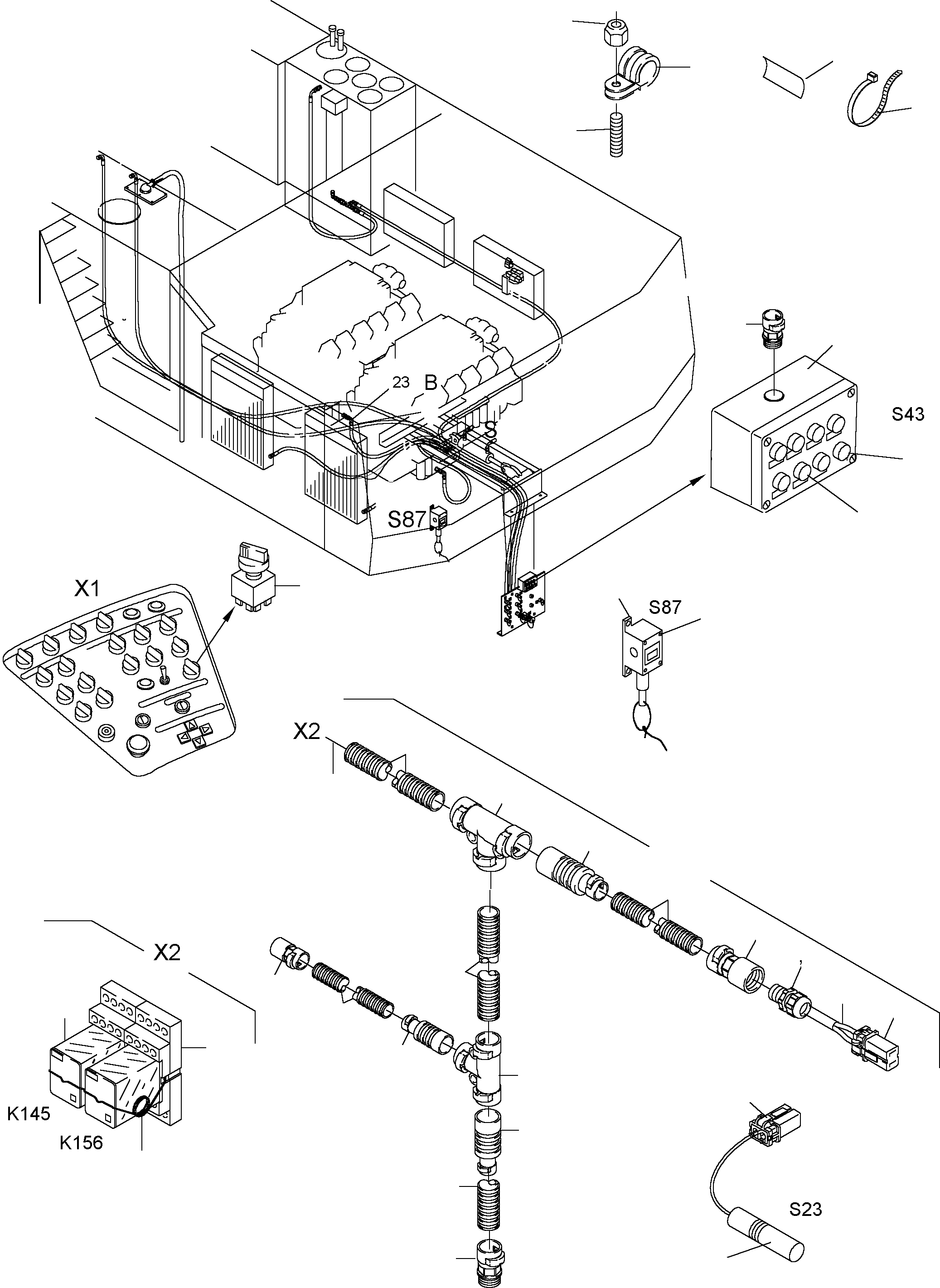 Komatsu parts book diagram for PC5500-6 S/N 15019: ELECTRIC PARTS - REFUELING