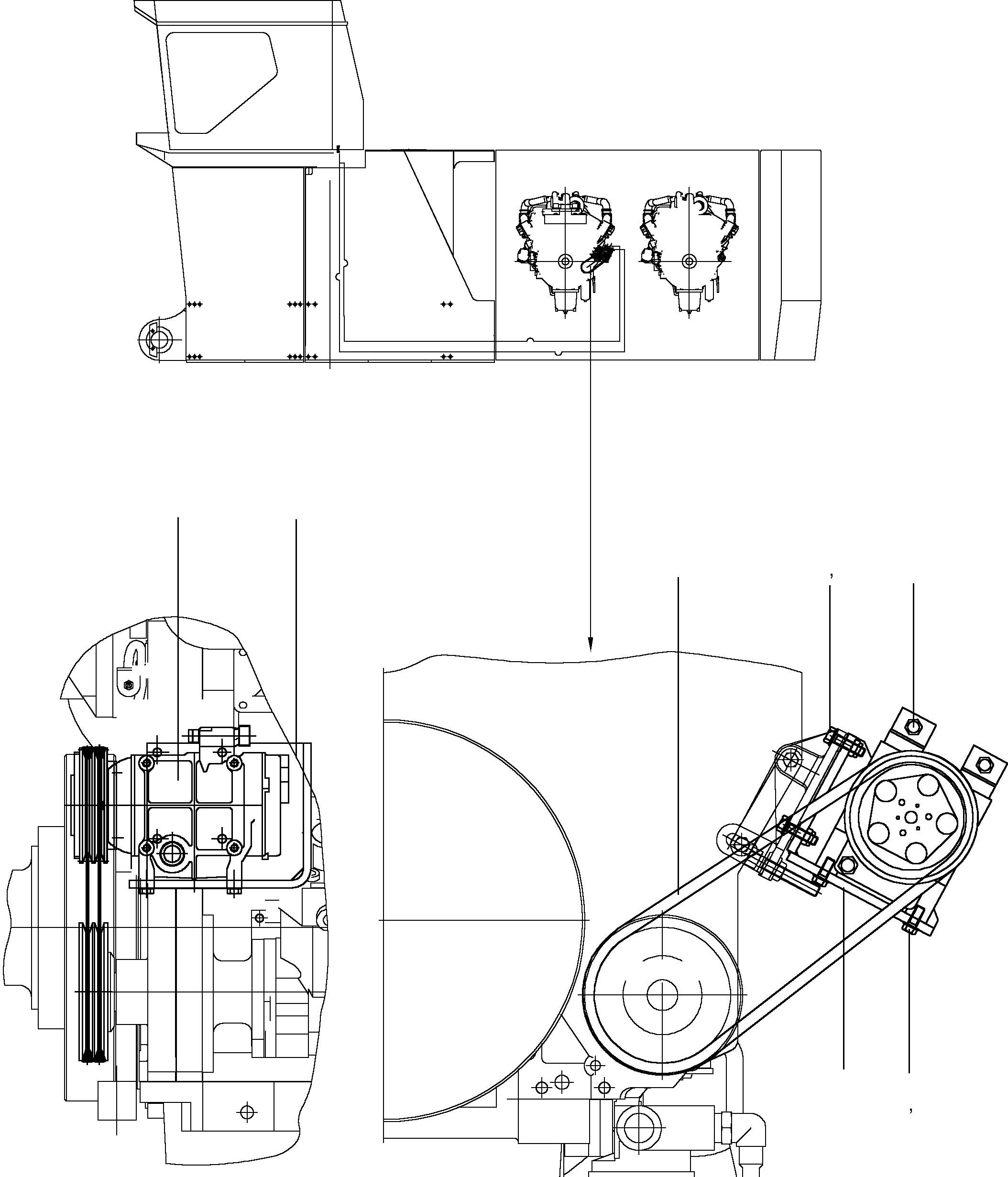 Komatsu parts book diagram for PC5500-6 S/N 15019: AIR CONDITION. COMPRESSOR DRIVE