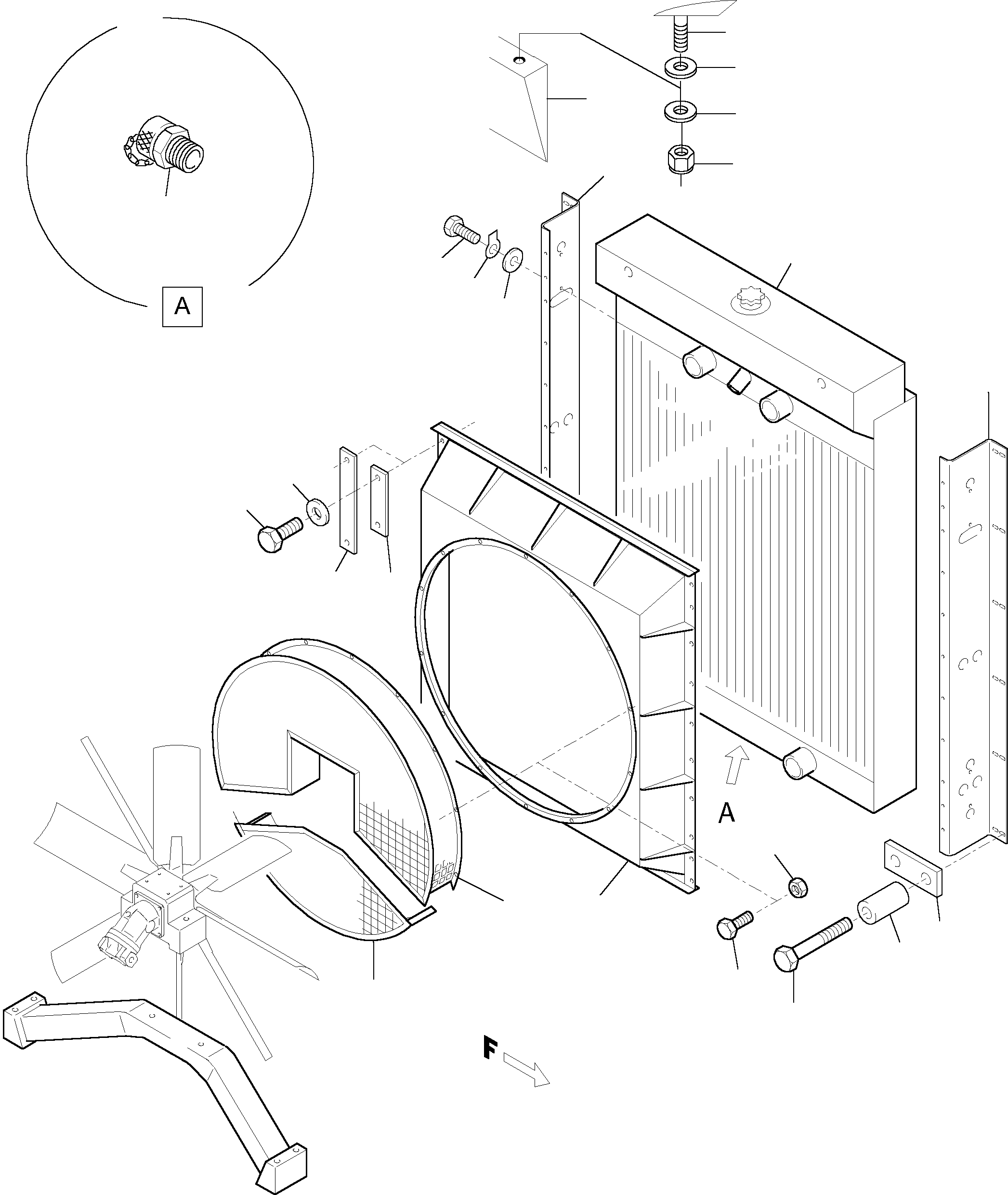 Komatsu parts book diagram for PC5500-6 S/N 15019: RADIATOR - MOUNTING