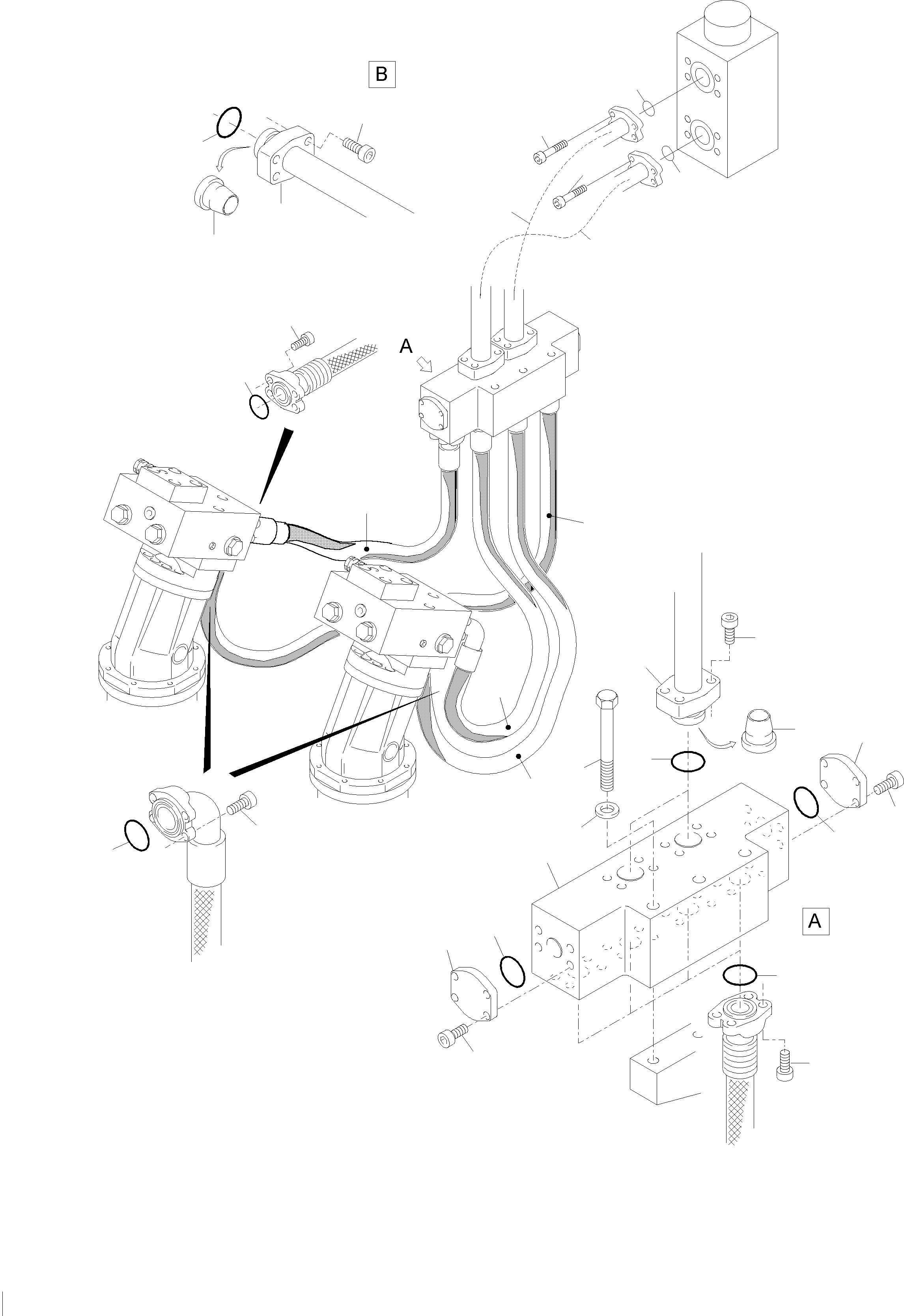 Komatsu parts book diagram for PC5500-6 S/N 15019: PRESSURE LINES - SLEW GEAR