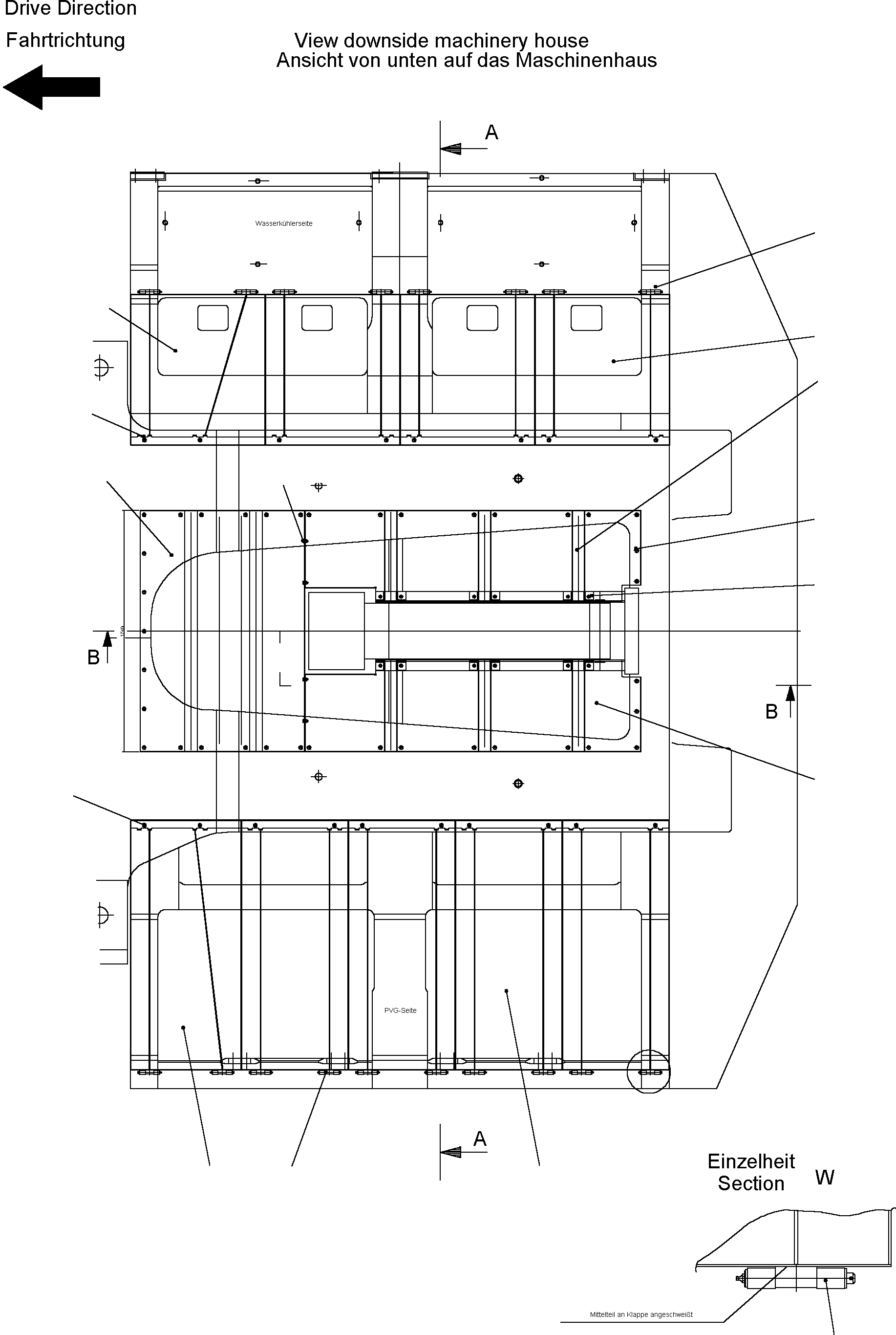 Komatsu parts book diagram for PC5500-6 S/N 15019: COVER, LOWER