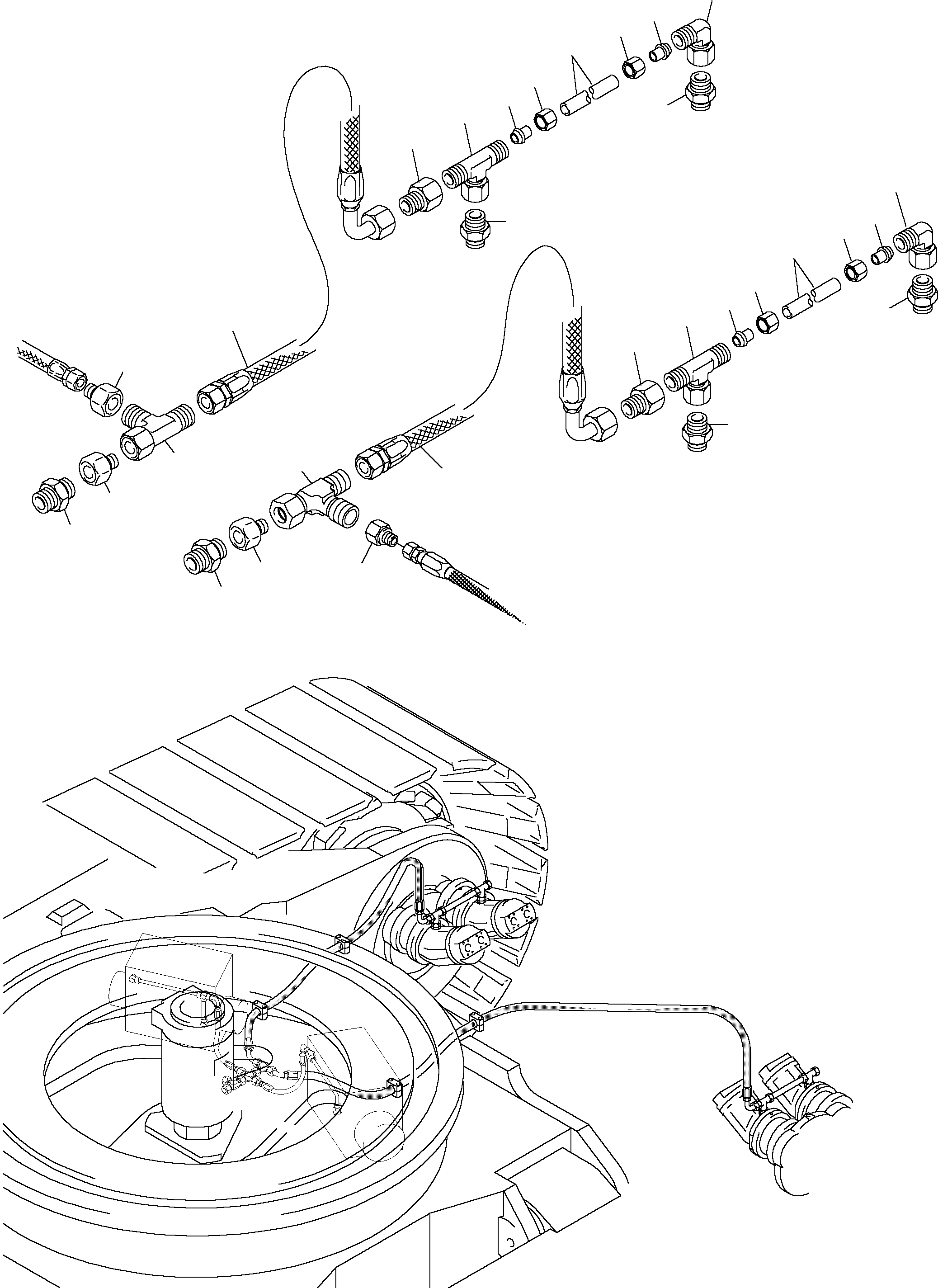 Komatsu parts book diagram for PC5500-6 S/N 15019: DRIVE MOTOR - LEAKAGELINES