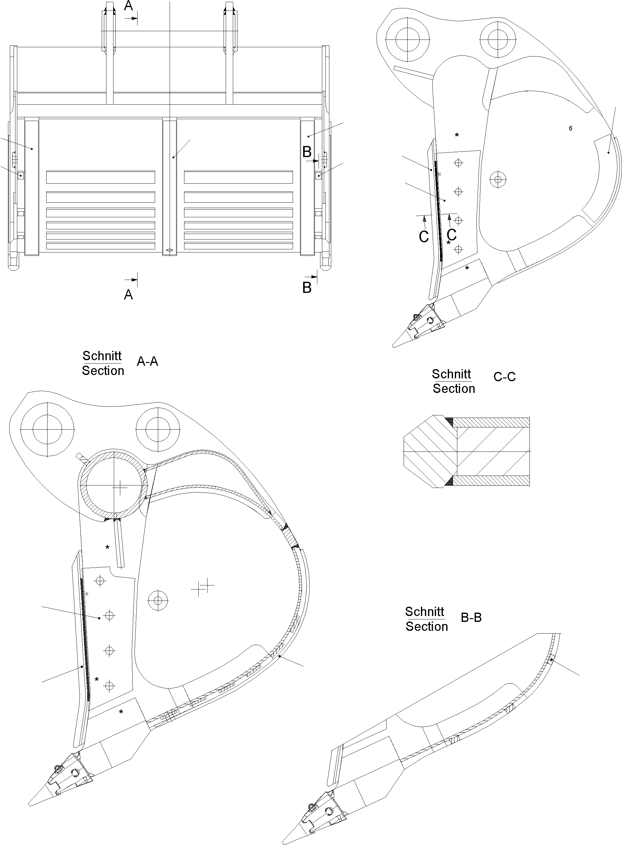 Komatsu parts book diagram for PC5500-6 S/N 15019: WEAR PARTS BACKHOE 28 CBM WP2