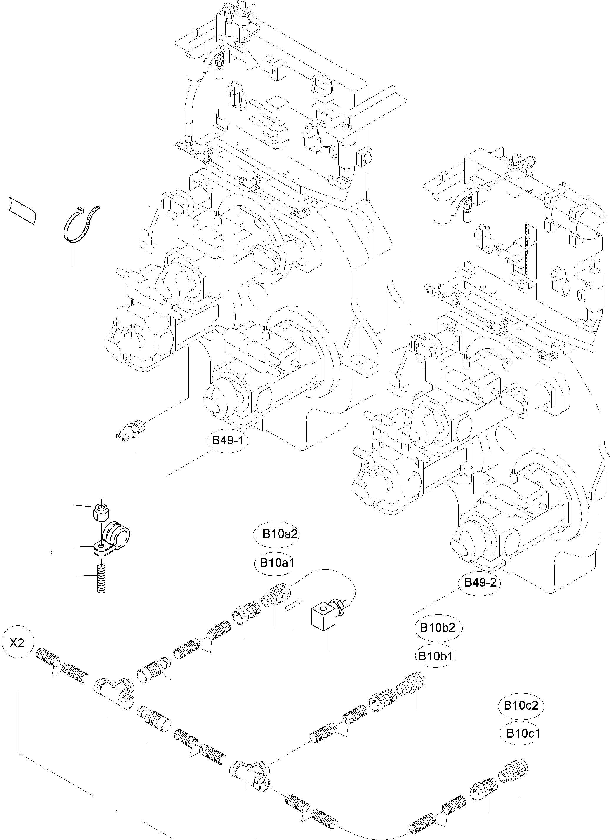 Komatsu parts book diagram for PC5500-6 S/N 15019: CABLES - PUMP DISTRIBUTOR GEAR