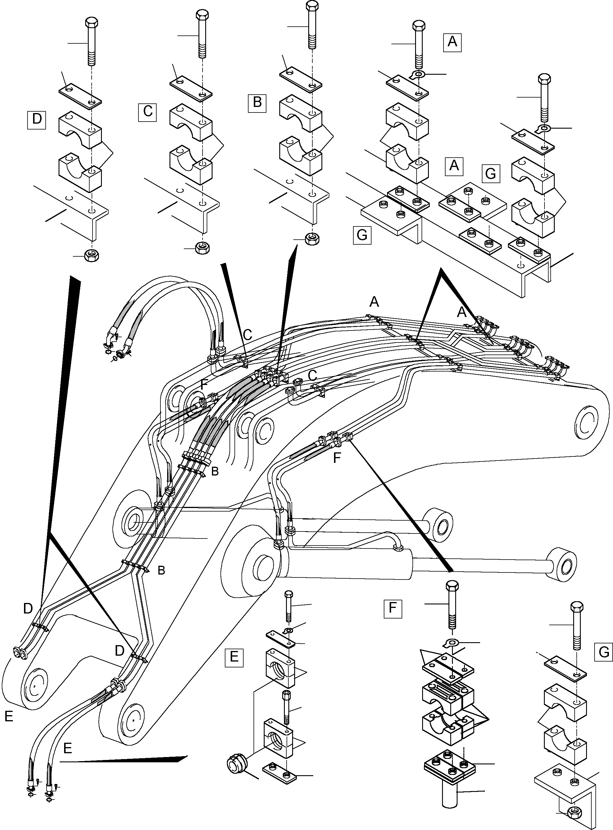 Komatsu parts book diagram for PC5500-6 S/N 15019: BACKHOE  BOOM