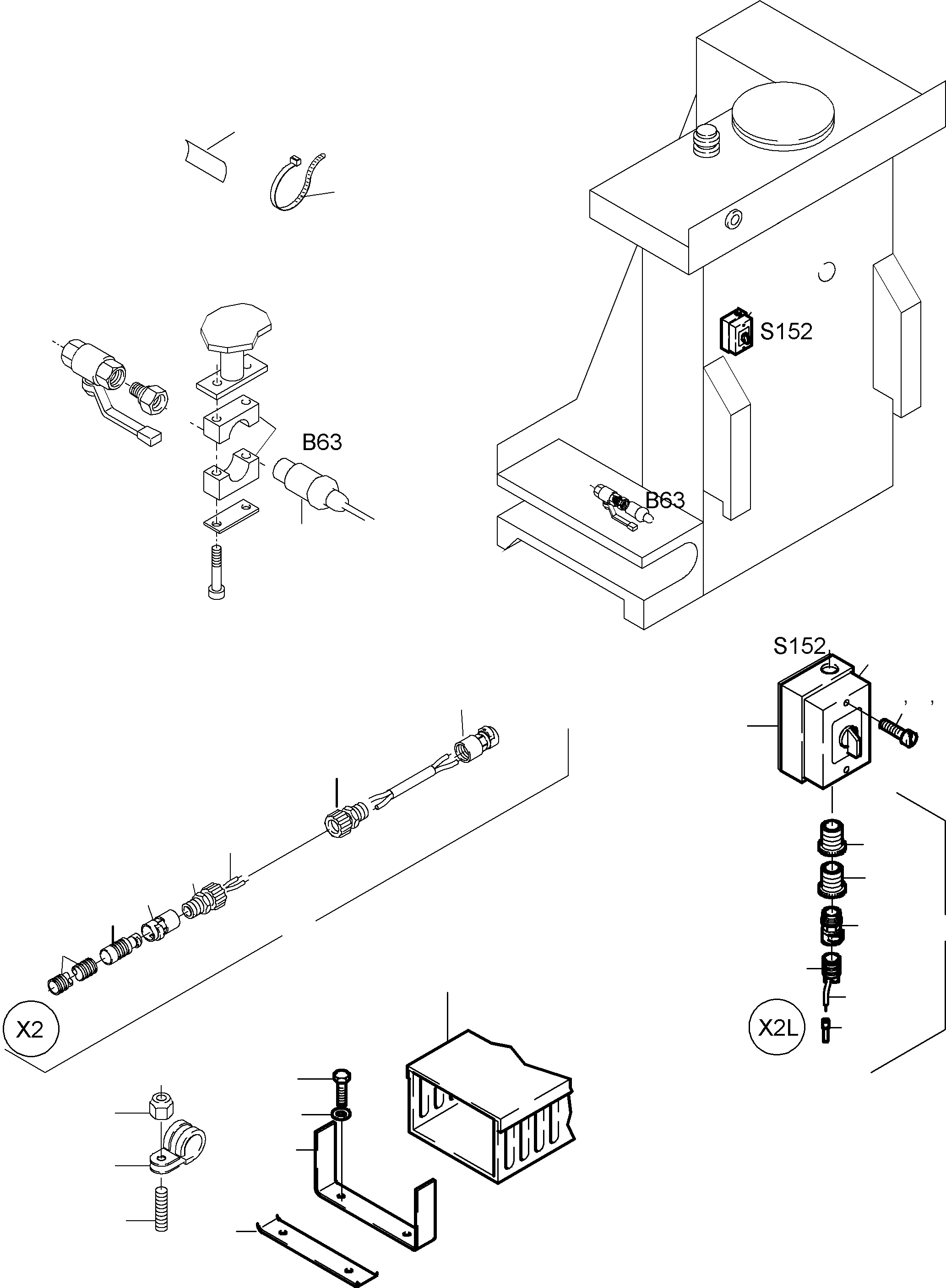 Komatsu parts book diagram for PC5500-6 S/N 15019: CABLES - TANK SENSOR