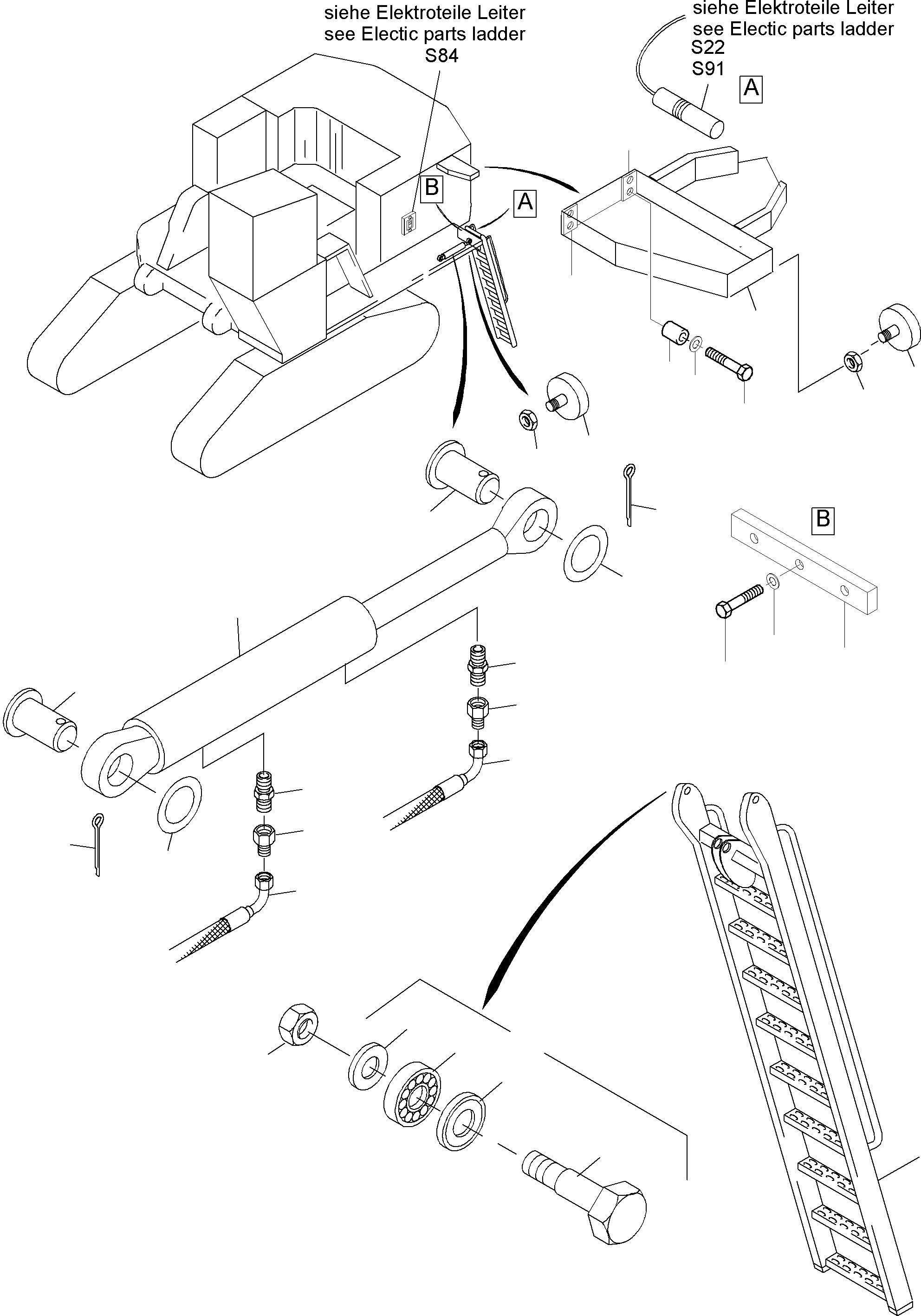 Komatsu parts book diagram for PC5500-6 S/N 15019: LADDER HYDRAULIC