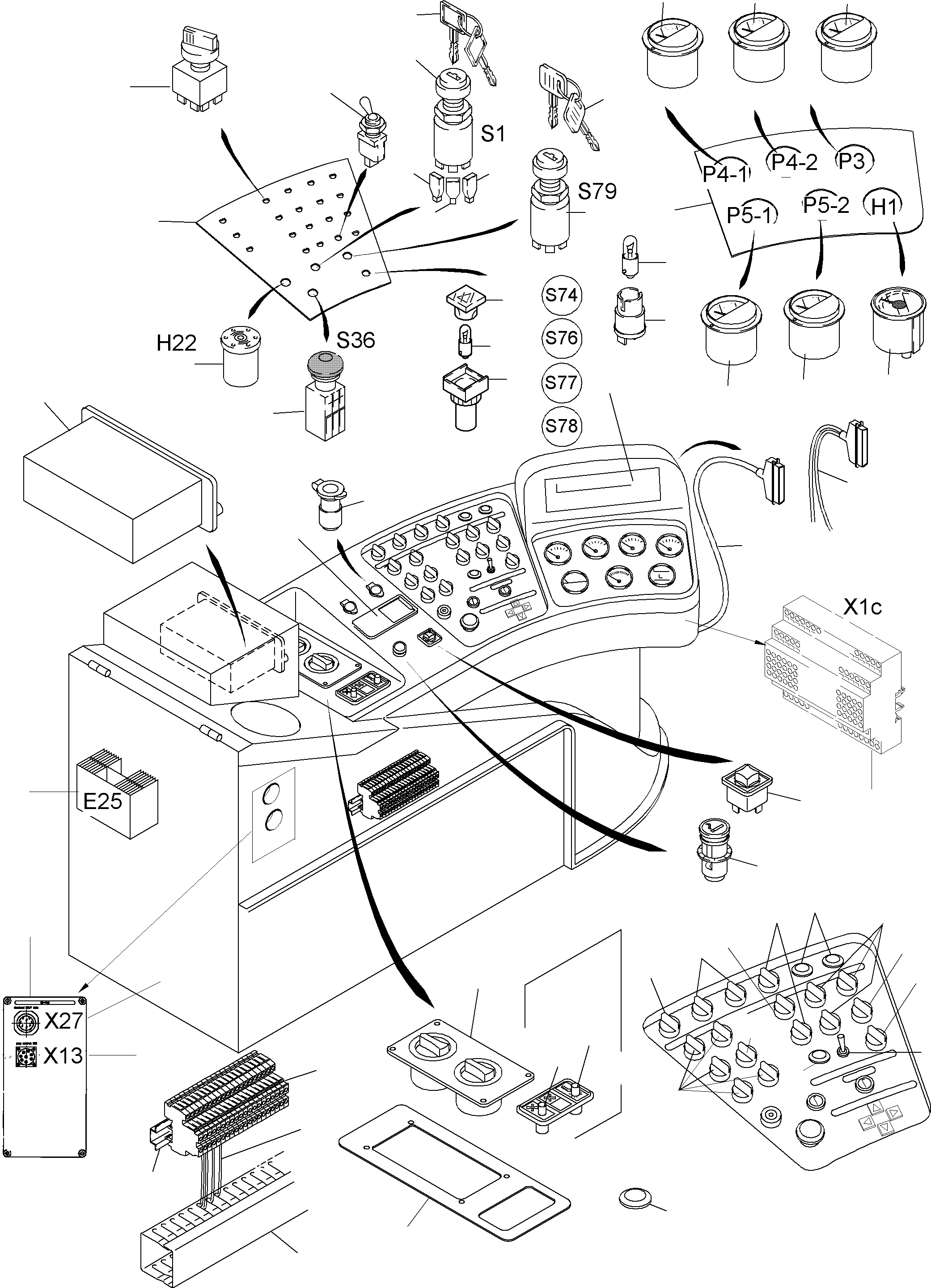 Komatsu parts book diagram for PC5500-6 S/N 15019: OPERATION PANEL