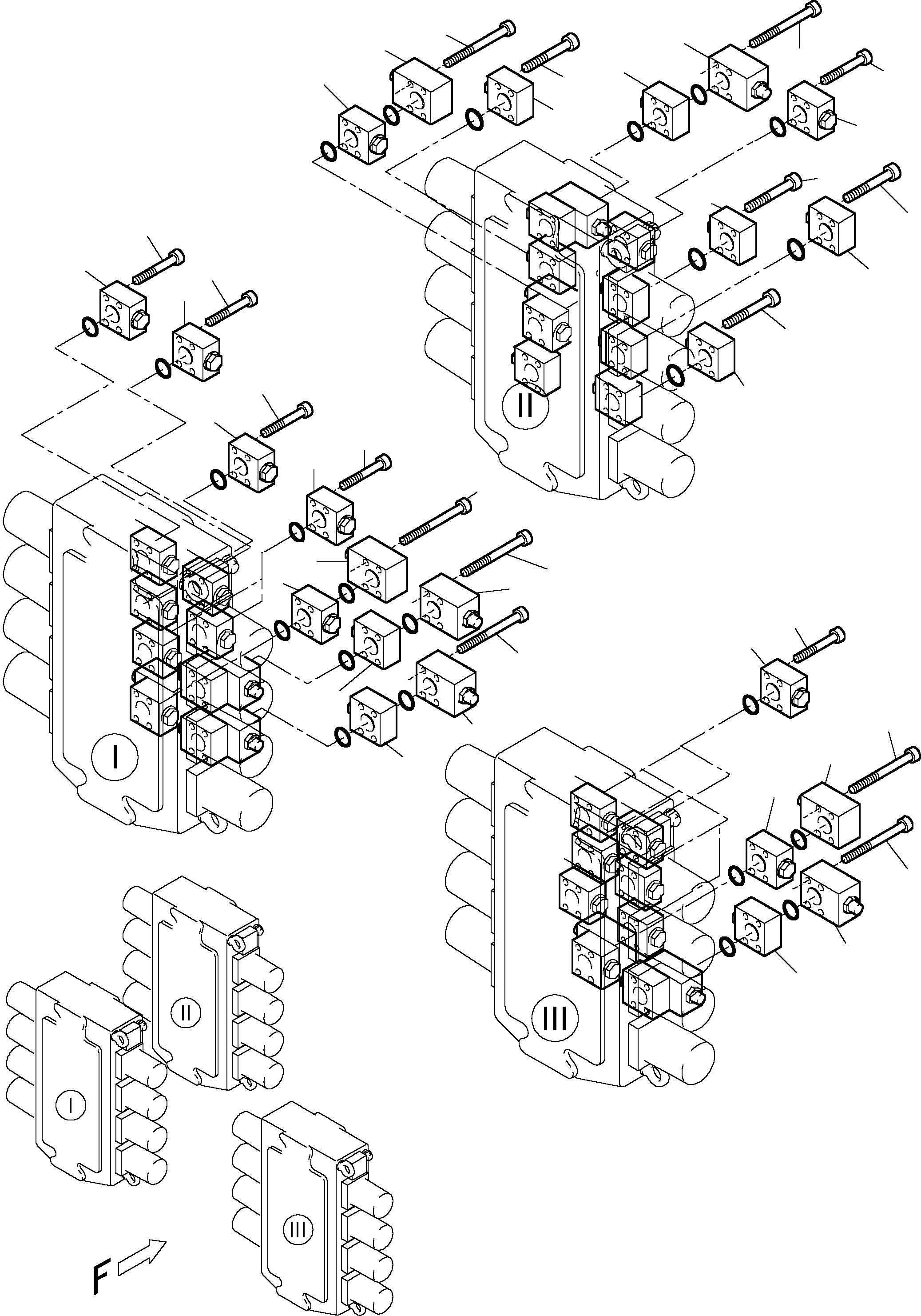 Komatsu parts book diagram for PC5500-6 S/N 15024: CONTROL BLOCK - SECONDARY VALVES,BE