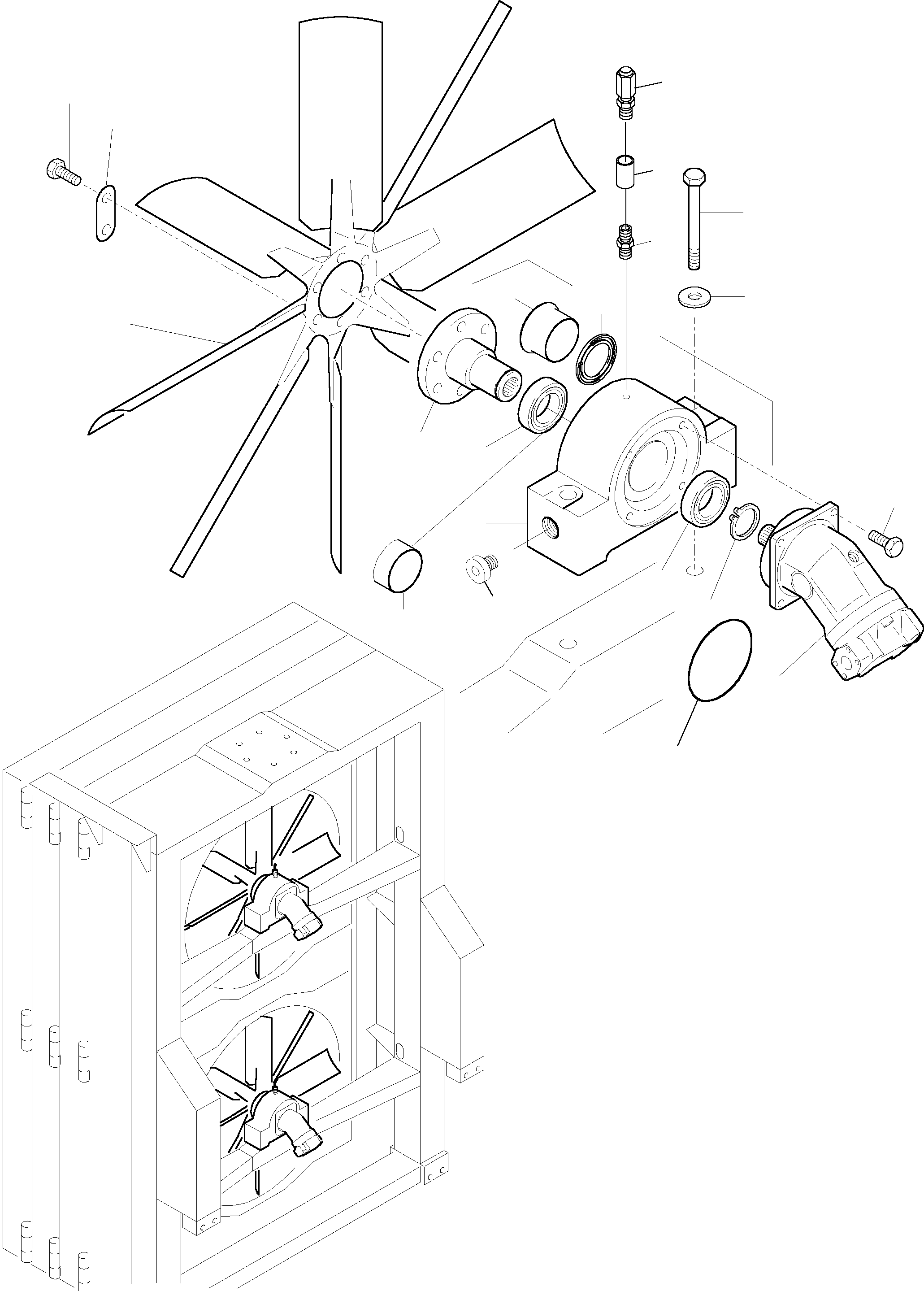 Komatsu parts book diagram for PC5500-6 S/N 15024: OIL COOLER - FAN DRIVE