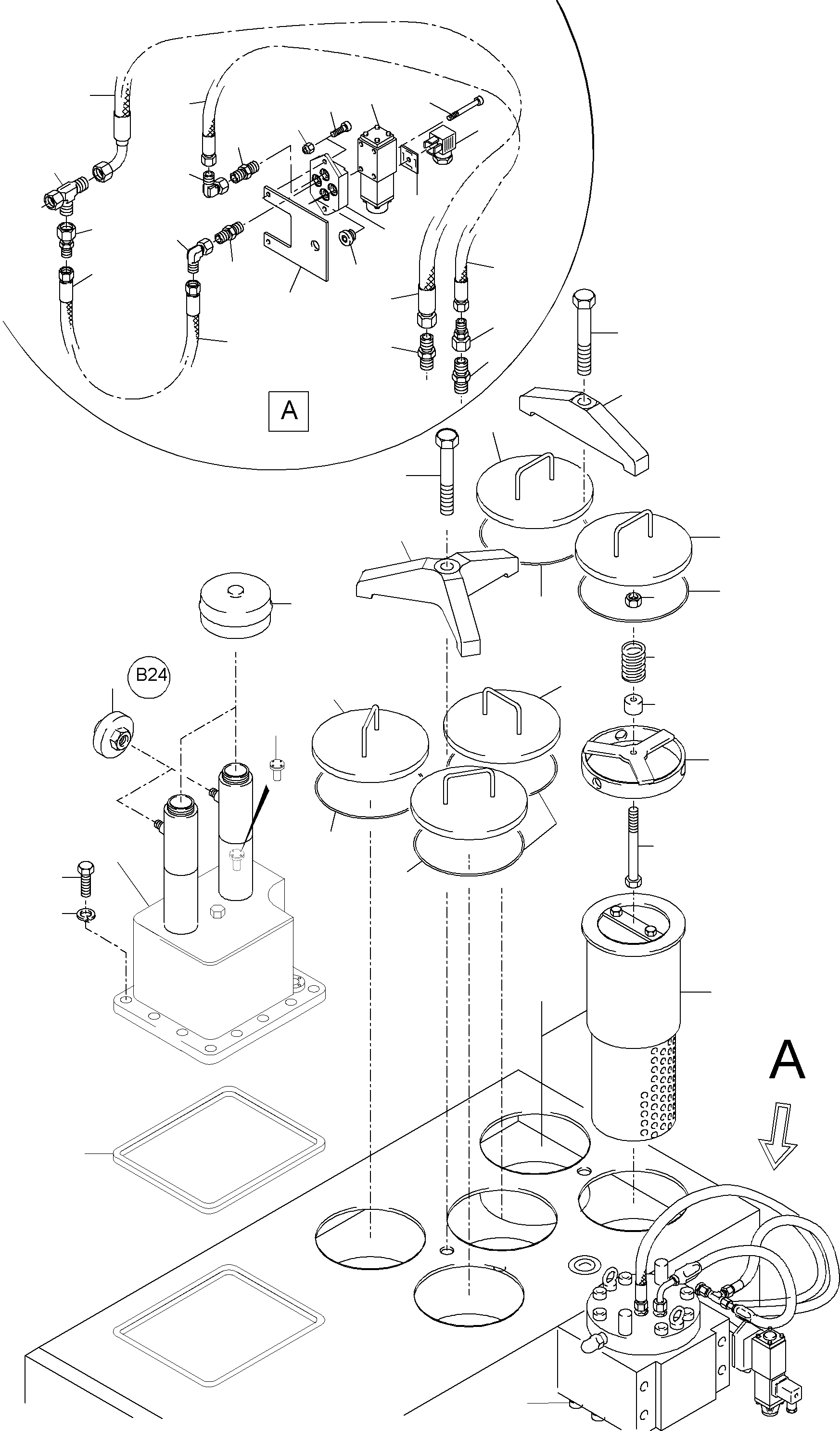 Komatsu parts book diagram for PC5500-6 S/N 15024: MAIN OIL TANK