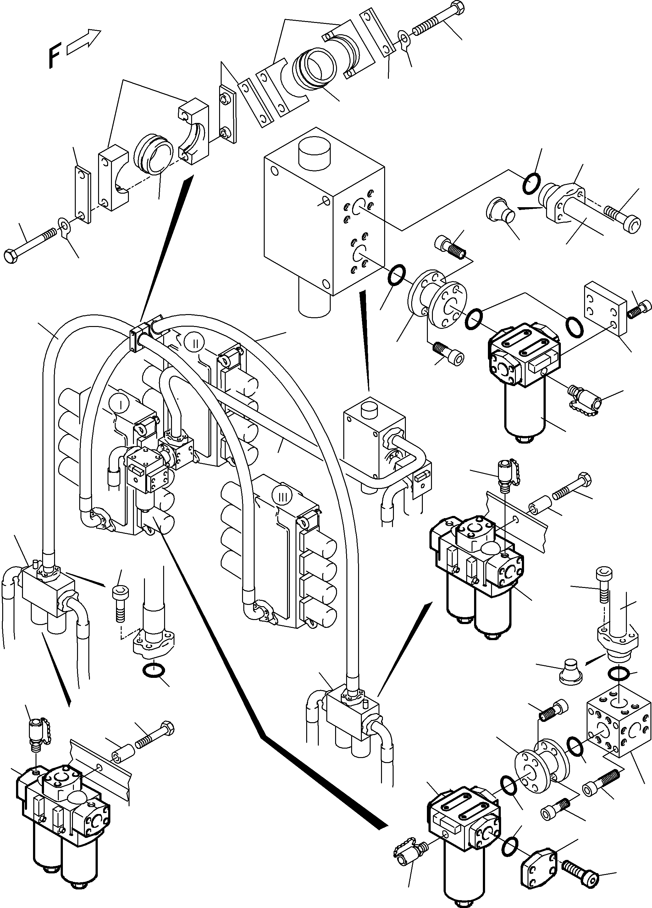 Komatsu parts book diagram for PC5500-6 S/N 15024: PRESSURE LINES, H.P. FILTER - CONTROL BLOCKS